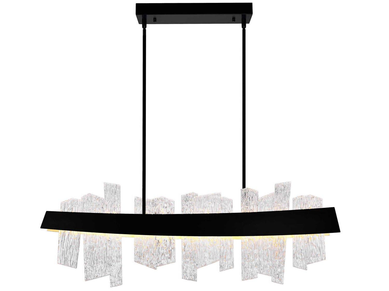 CWI Lighting Guadiana Black Satin Gold Linear Island Pendant
