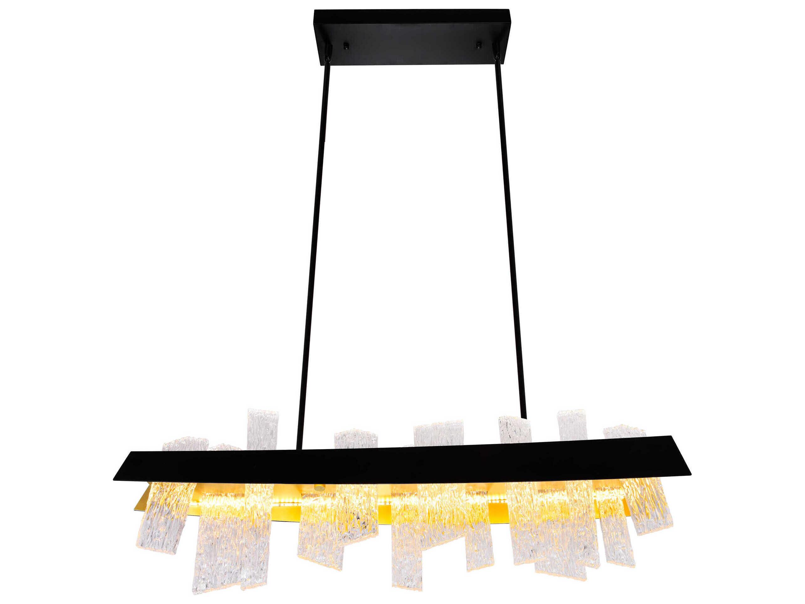 CWI Lighting Guadiana Black Satin Gold Linear Island Pendant