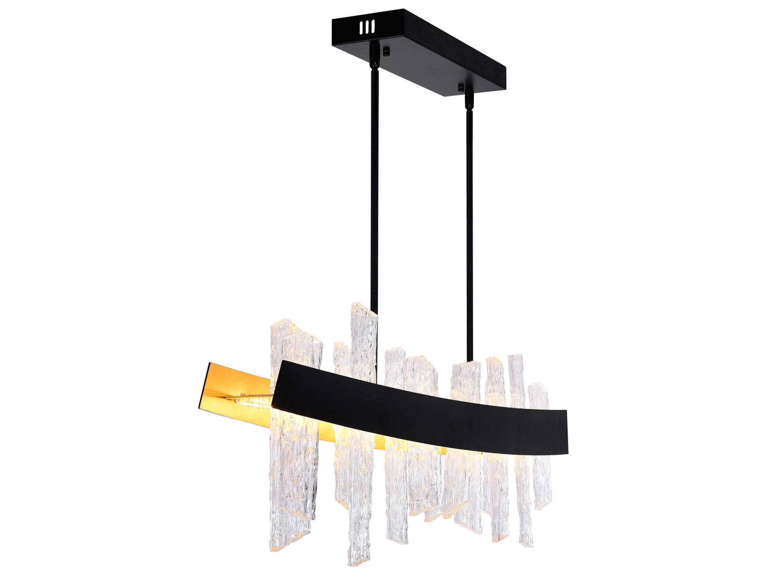 CWI Lighting Guadiana Black Satin Gold Linear Island Pendant