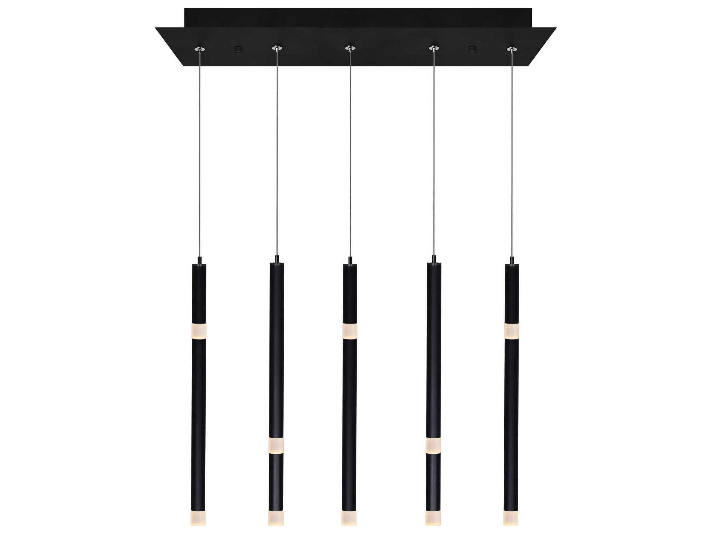 CWI Lighting Flute Black Linear Island Pendant