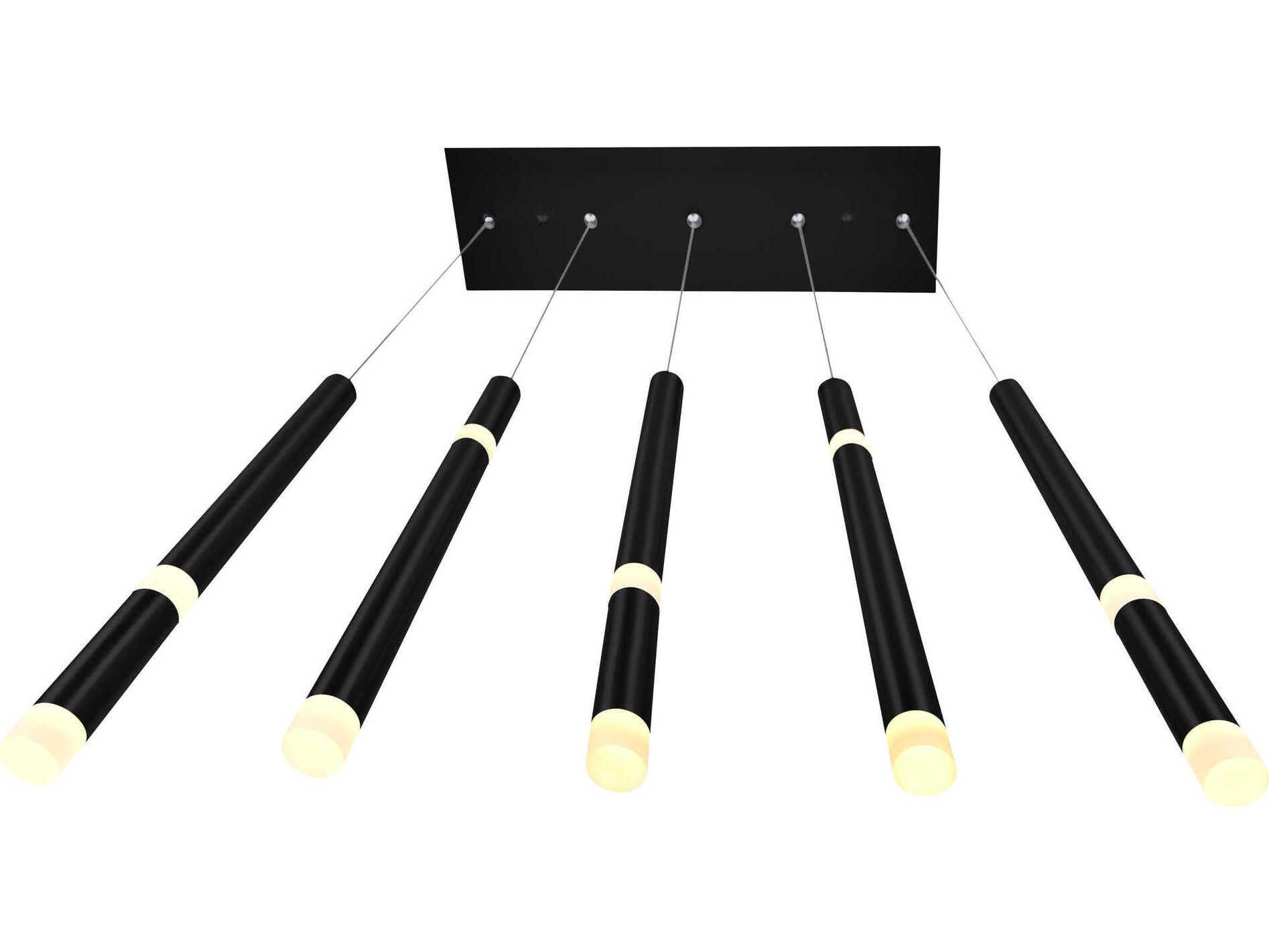 CWI Lighting Flute Black Linear Island Pendant