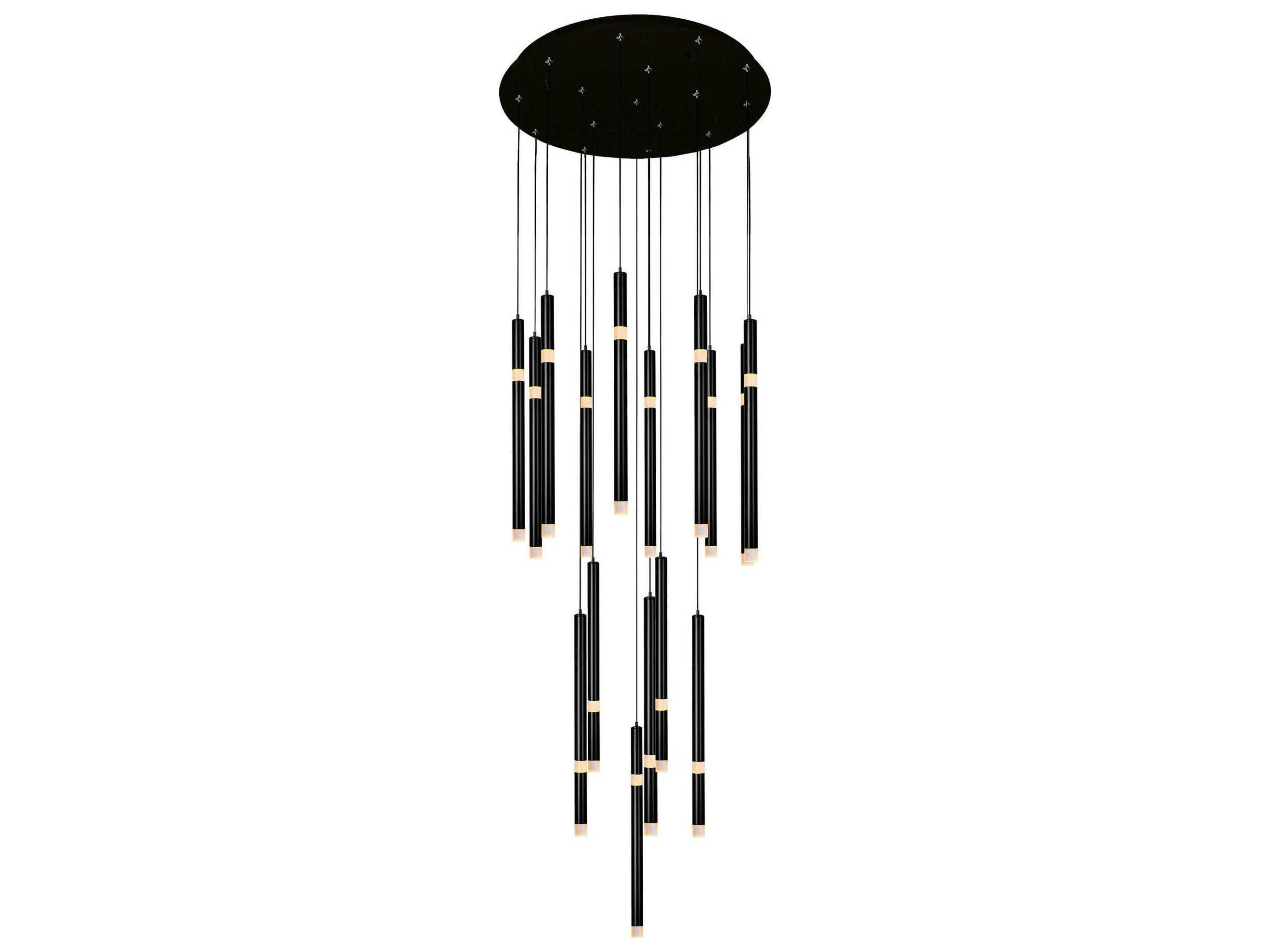 CWI Lighting Flute Black Linear Pendant