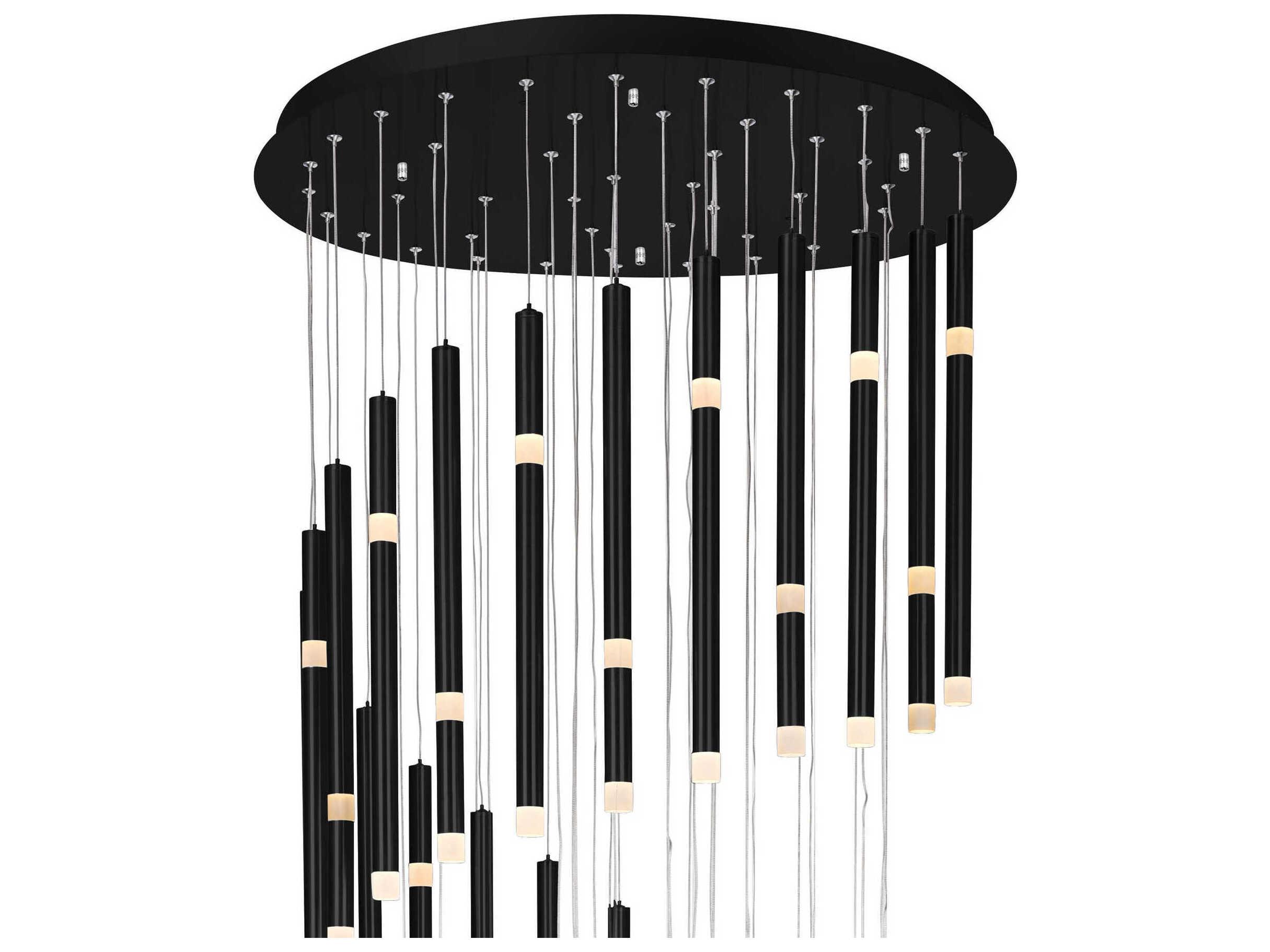 CWI Lighting Flute Black Linear Pendant