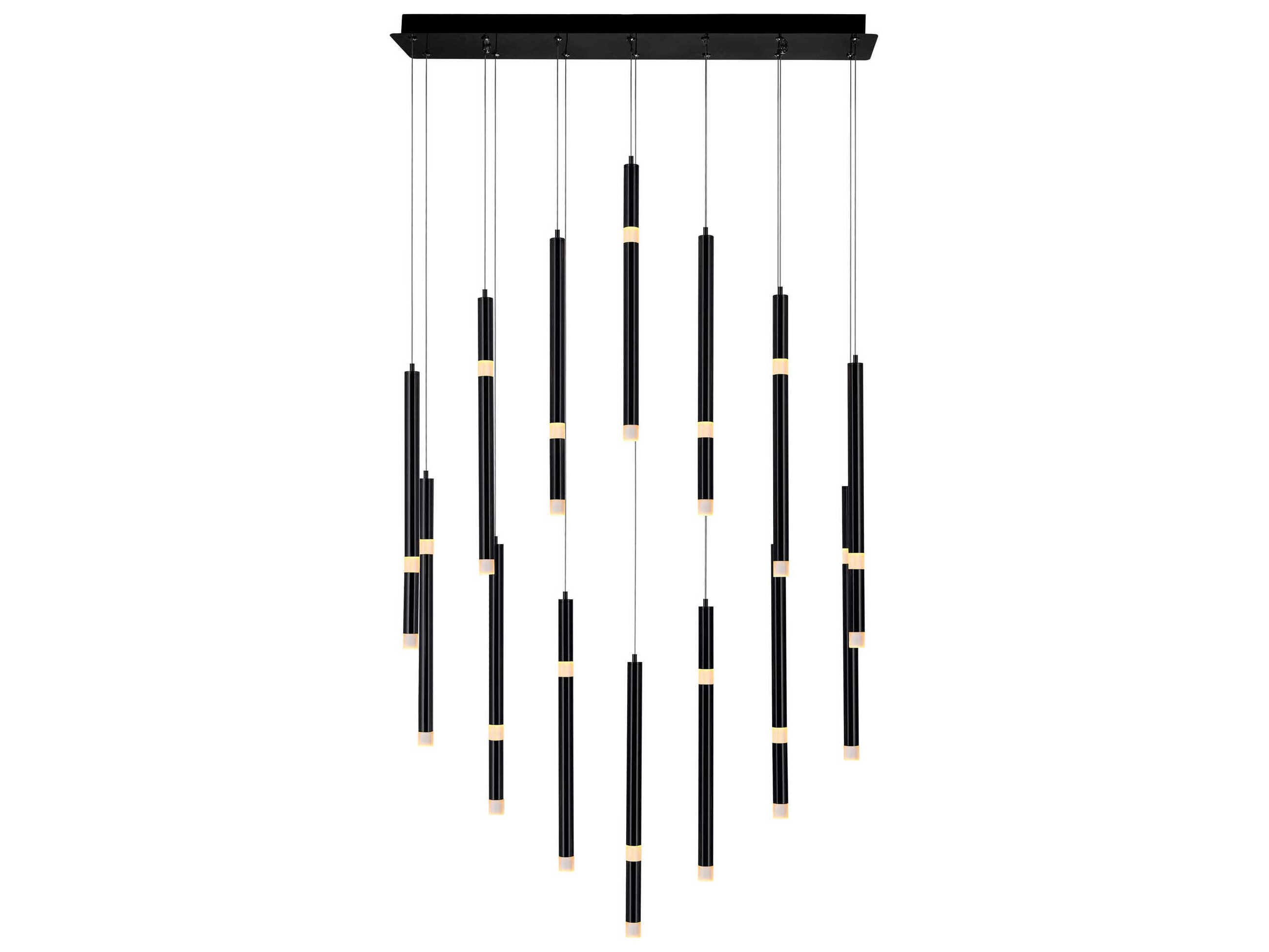 CWI Lighting Flute Black Linear Island Pendant