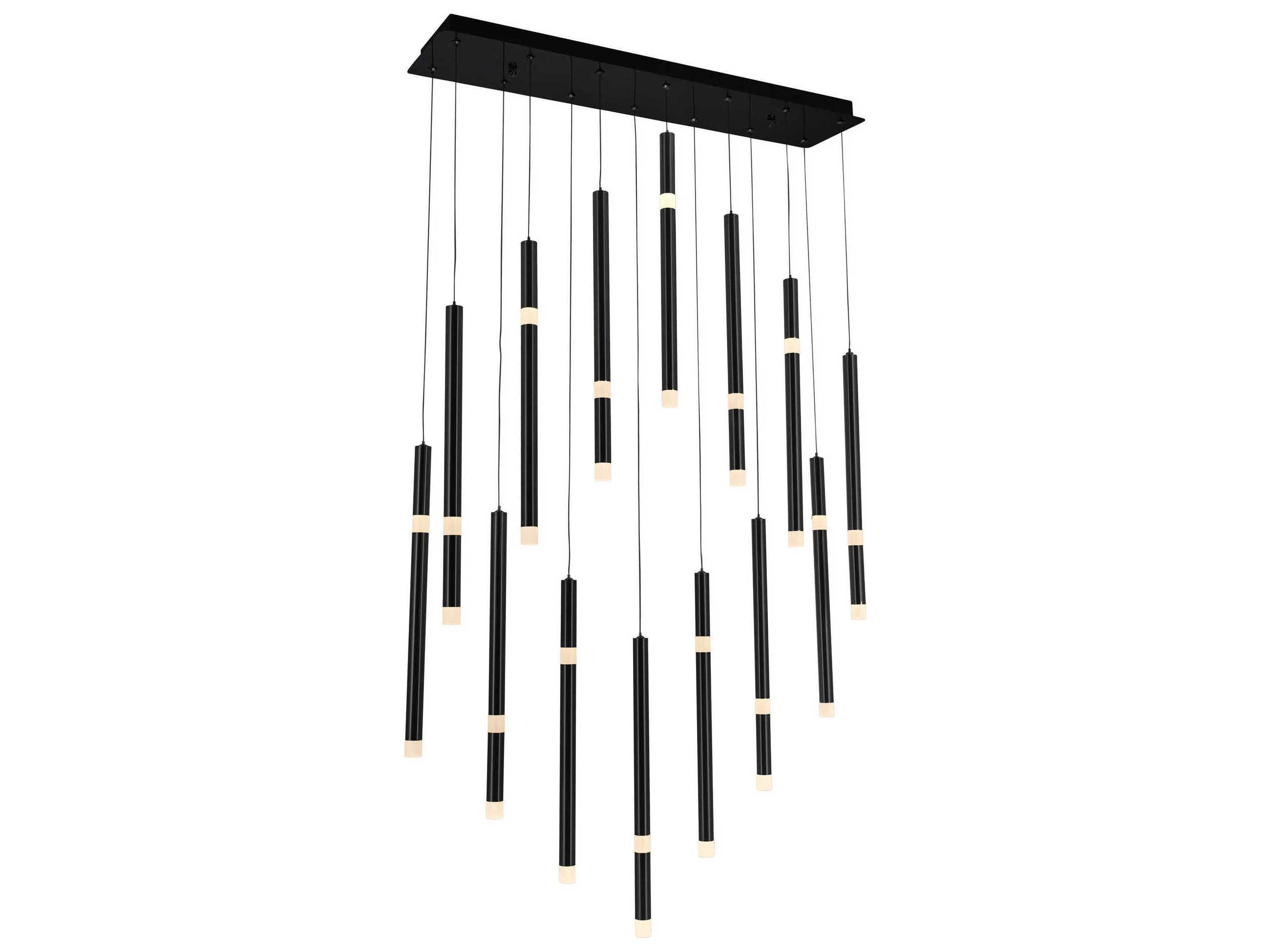 CWI Lighting Flute Black Linear Island Pendant