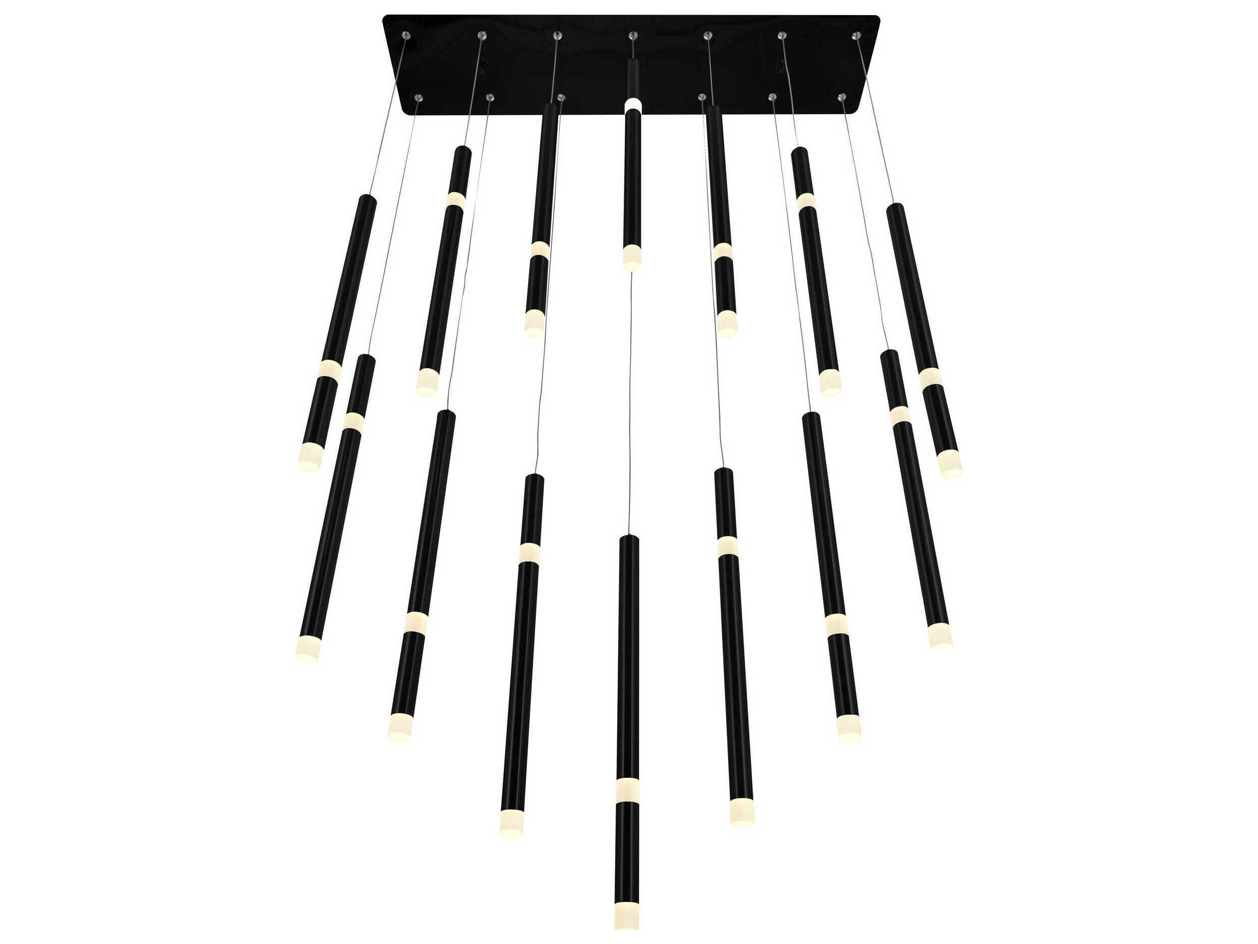 CWI Lighting Flute Black Linear Island Pendant