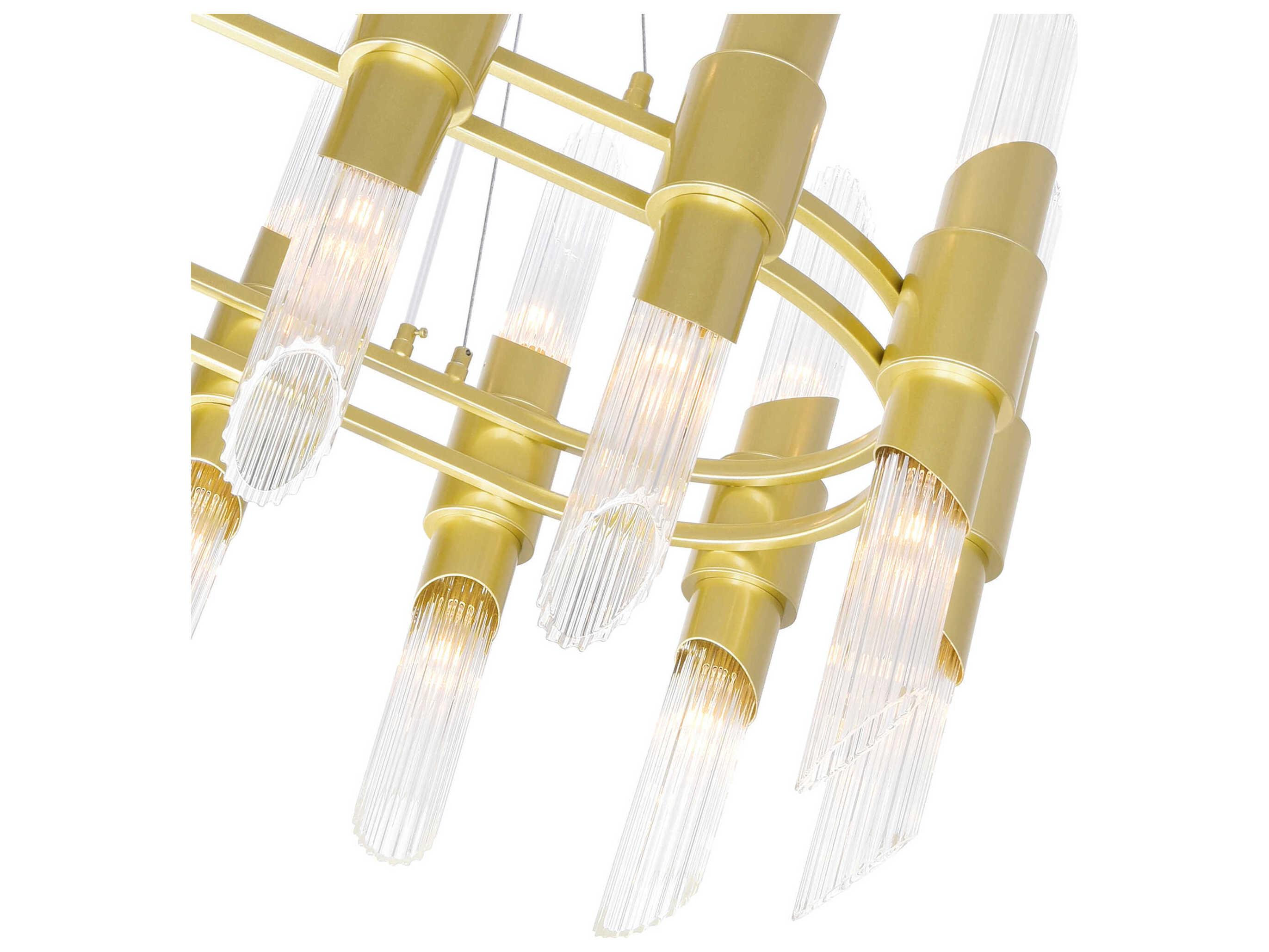 CWI Lighting Croissant 28-Light Satin Gold Cylinder Island Pendant