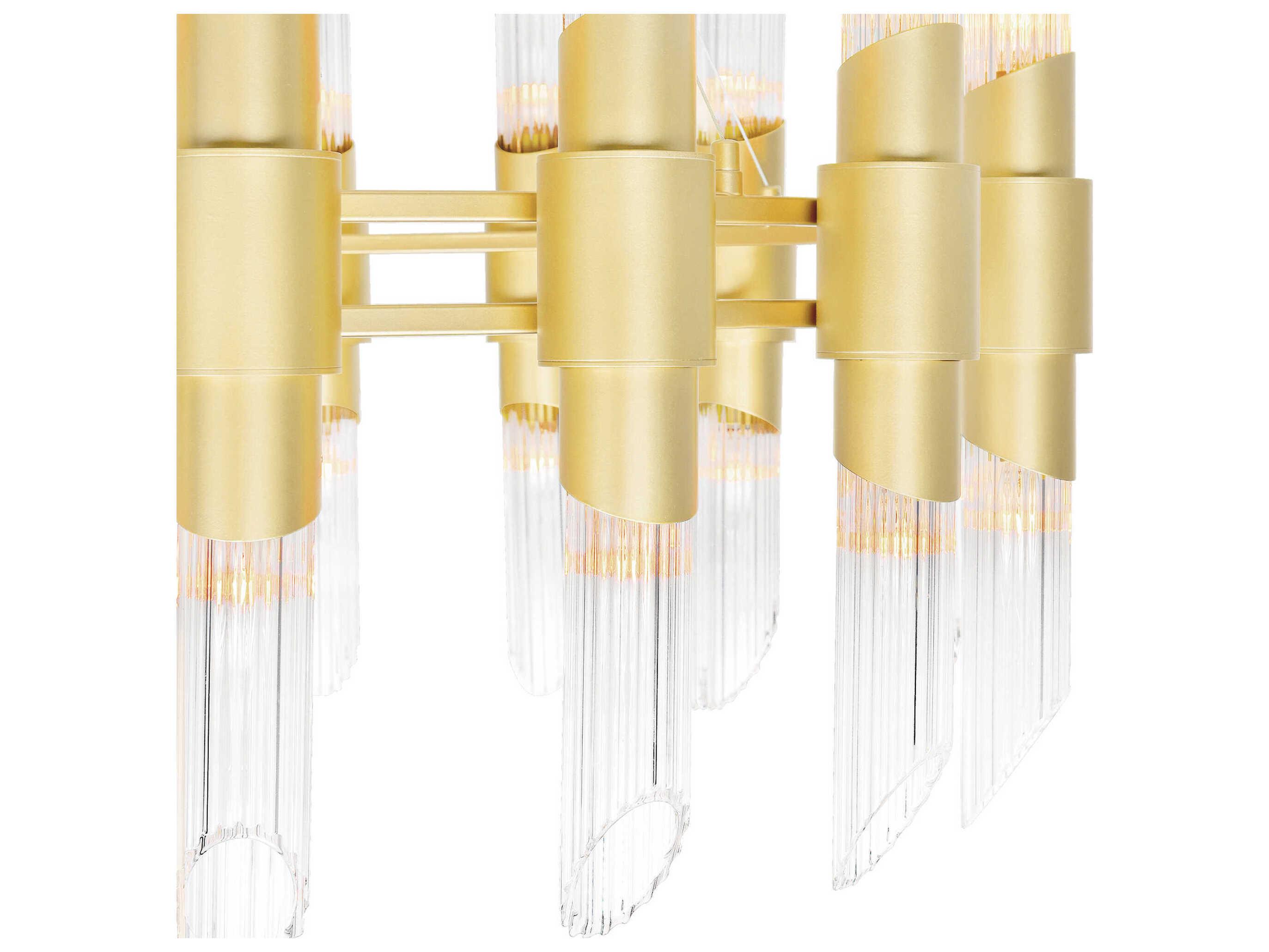 CWI Lighting Croissant 36-Light Satin Gold Cylinder Chandelier