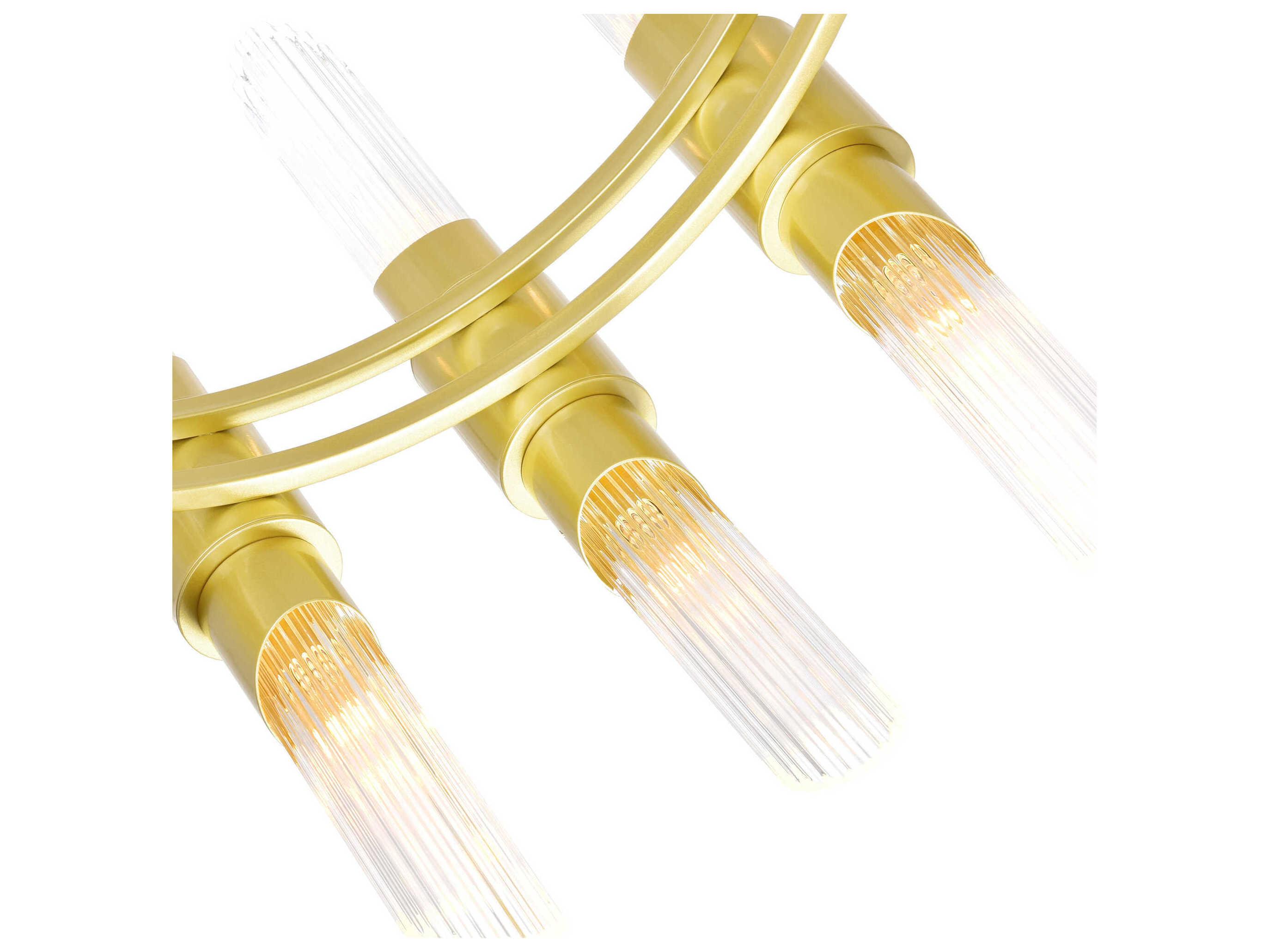 CWI Lighting Croissant 36-Light Satin Gold Cylinder Chandelier