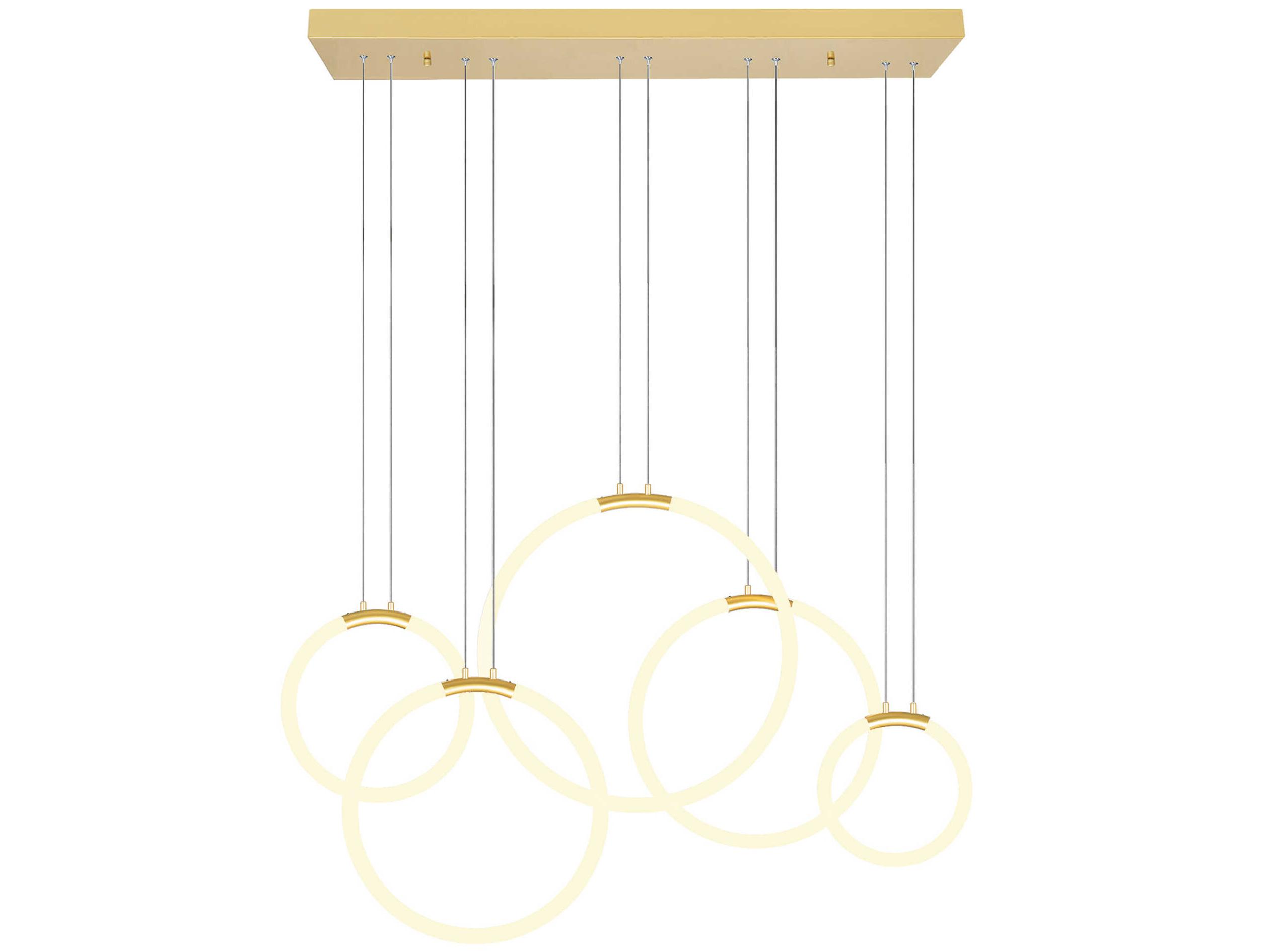 CWI Lighting Hoops Satin Gold Round Island Pendant