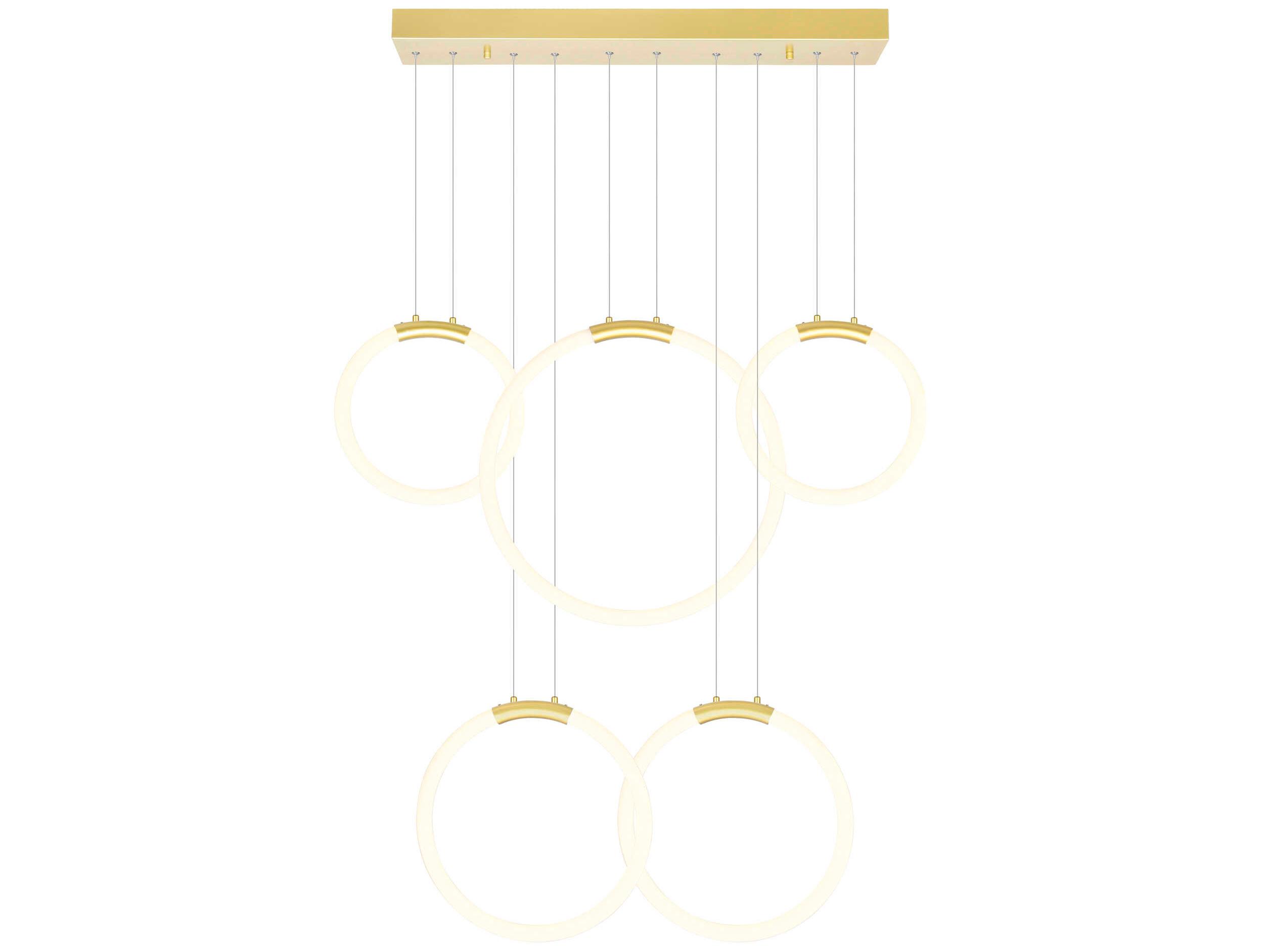 CWI Lighting Hoops Satin Gold Round Island Pendant