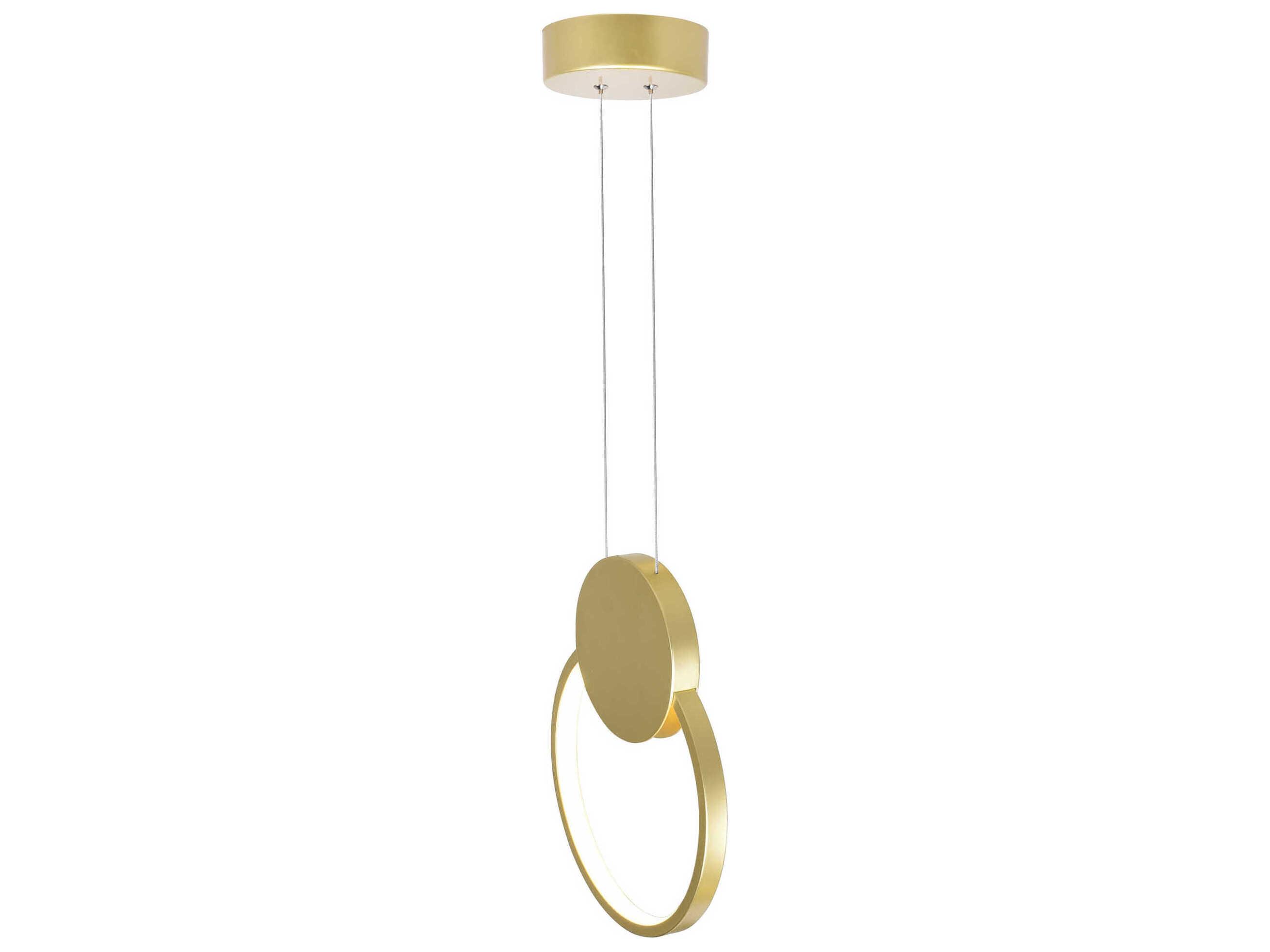 CWI Lighting Pulley Satin Gold Geometric Round Mini Pendant