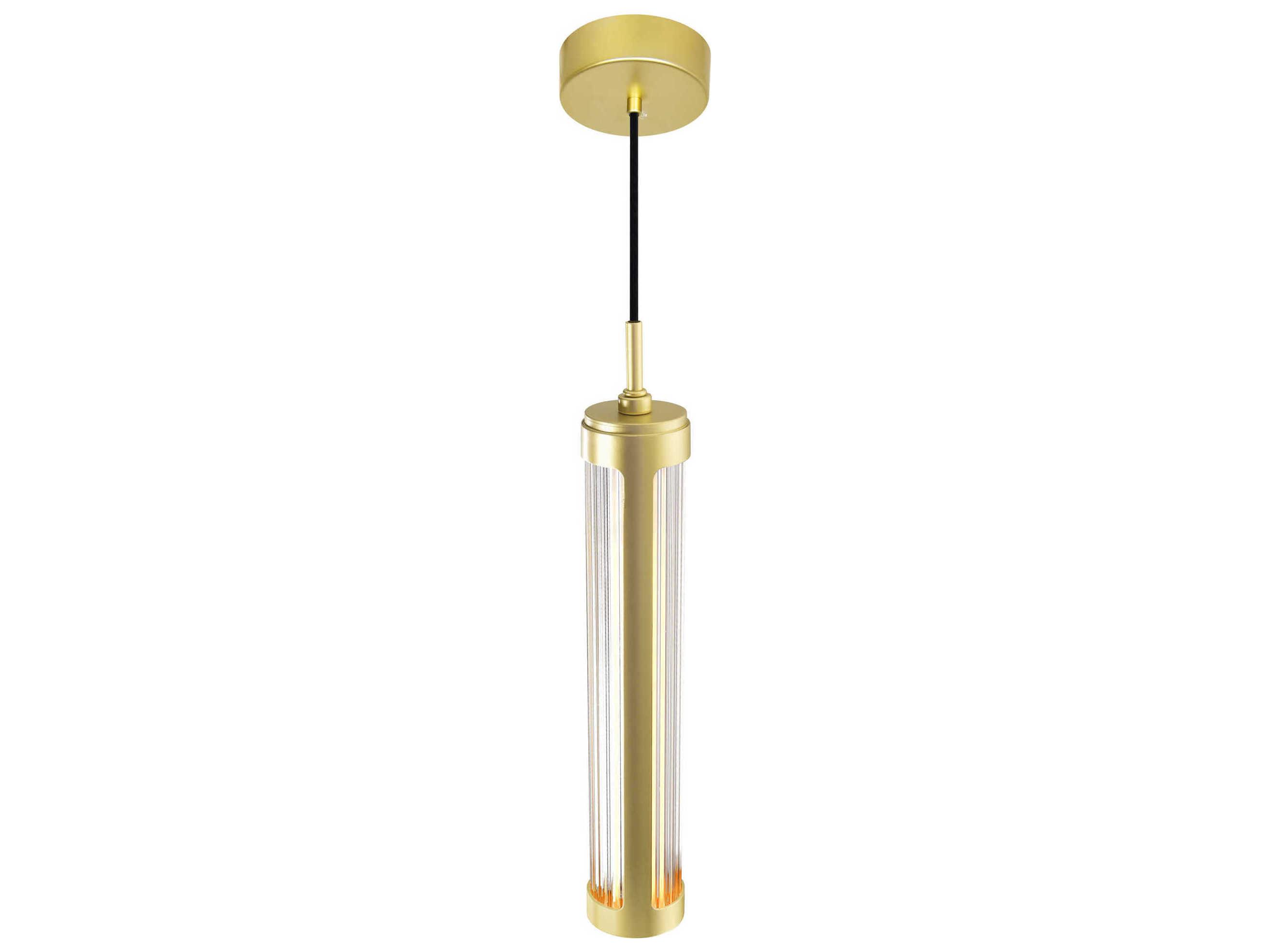 CWI Lighting Neva Satin Gold Cylinder Mini Pendant