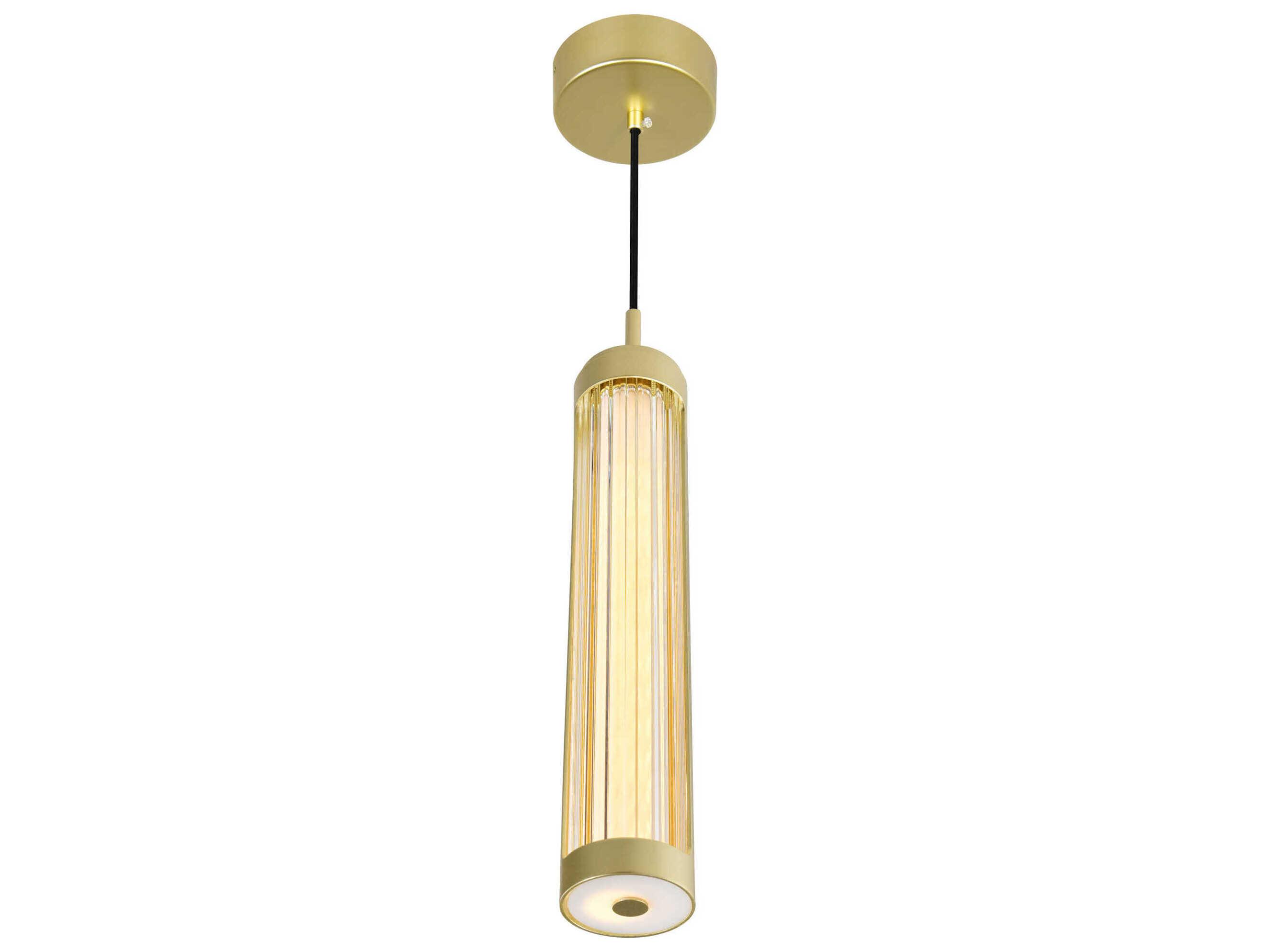 CWI Lighting Neva Satin Gold Cylinder Mini Pendant