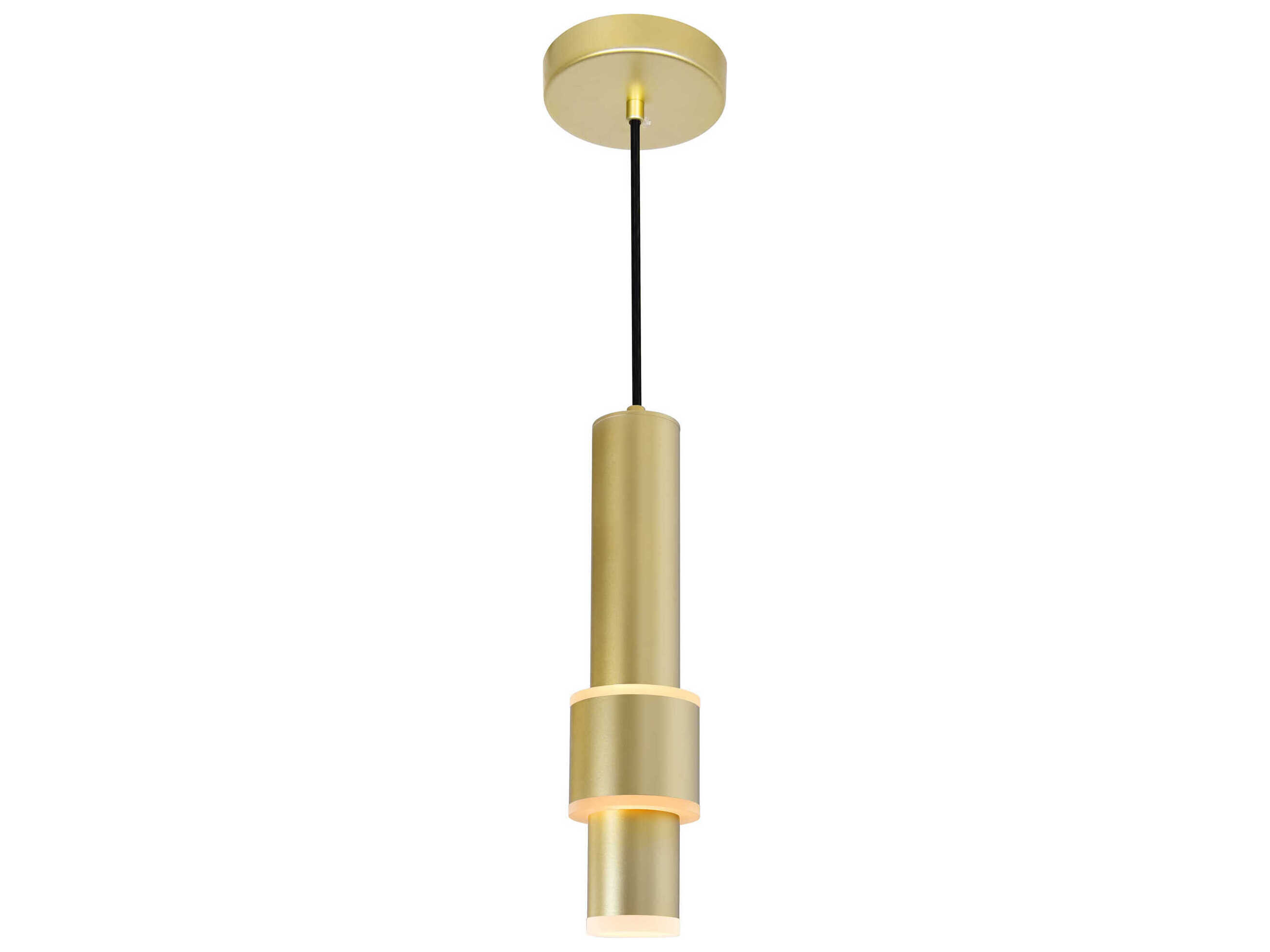 CWI Lighting Lena Satin Gold Cylinder Mini Pendant