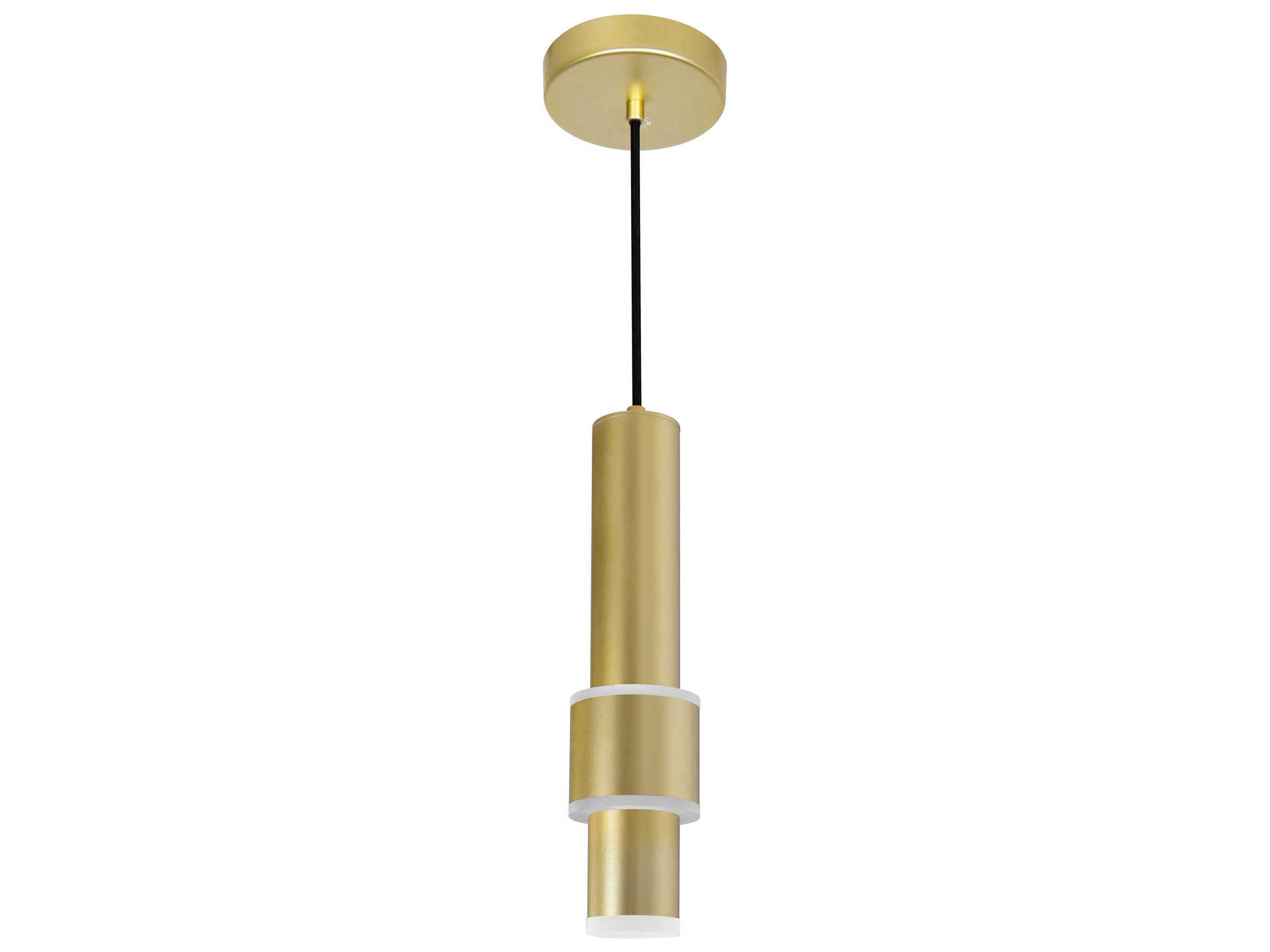 CWI Lighting Lena Satin Gold Cylinder Mini Pendant