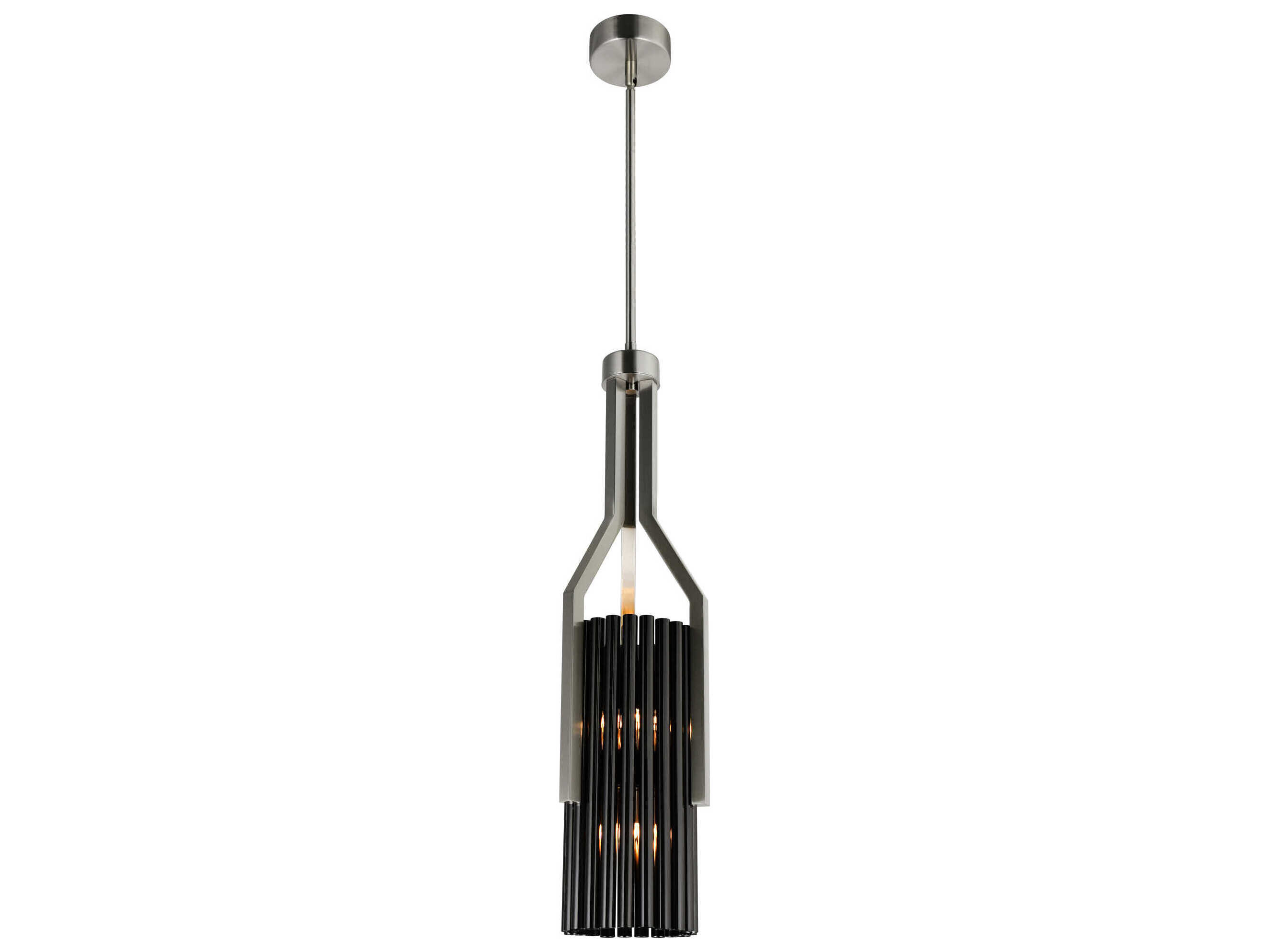 CWI Lighting Fermont 6-Light Satin Nickel Pearl Black Cylinder Mini Pendant