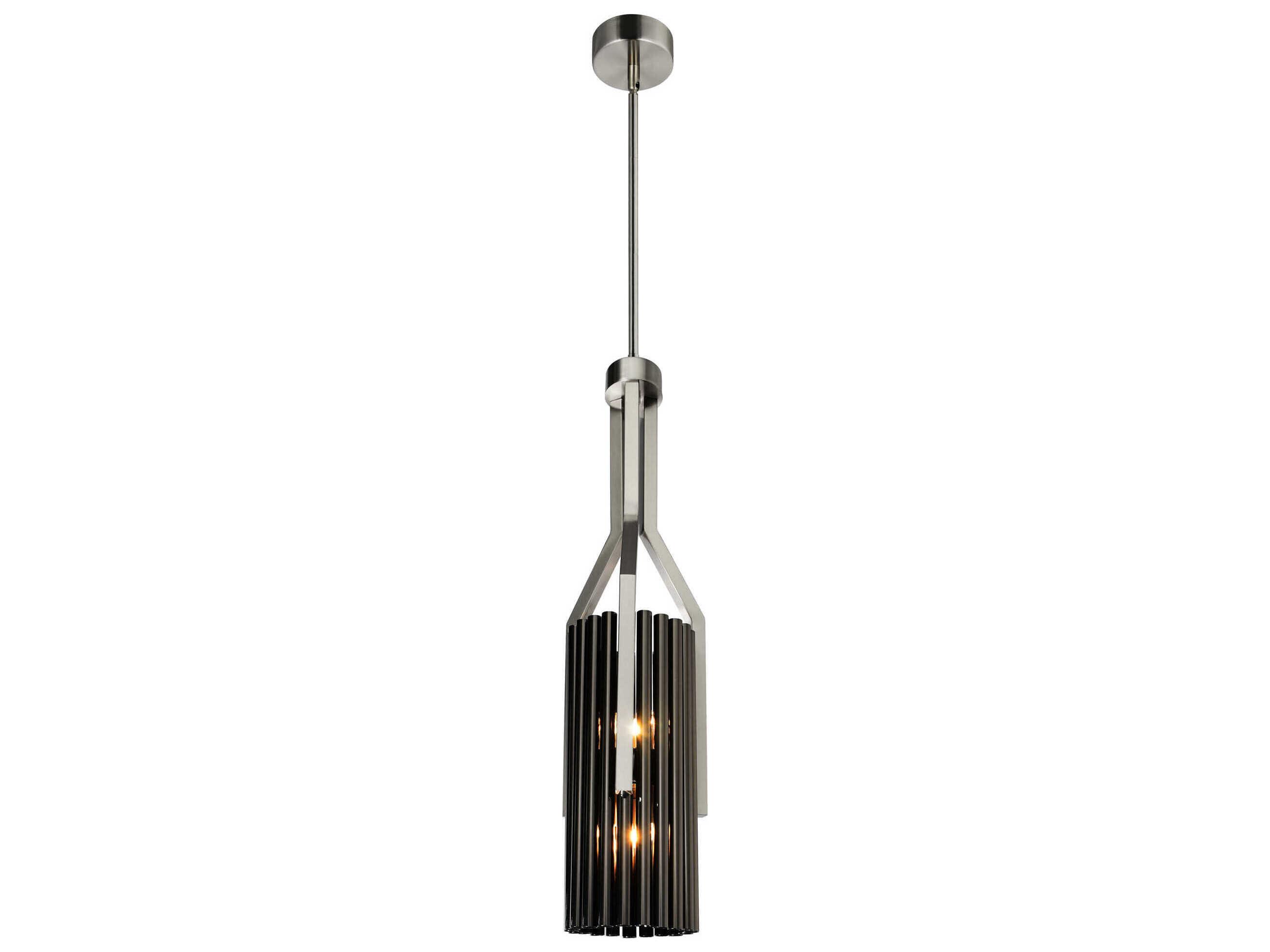 CWI Lighting Fermont 6-Light Satin Nickel Pearl Black Cylinder Mini Pendant