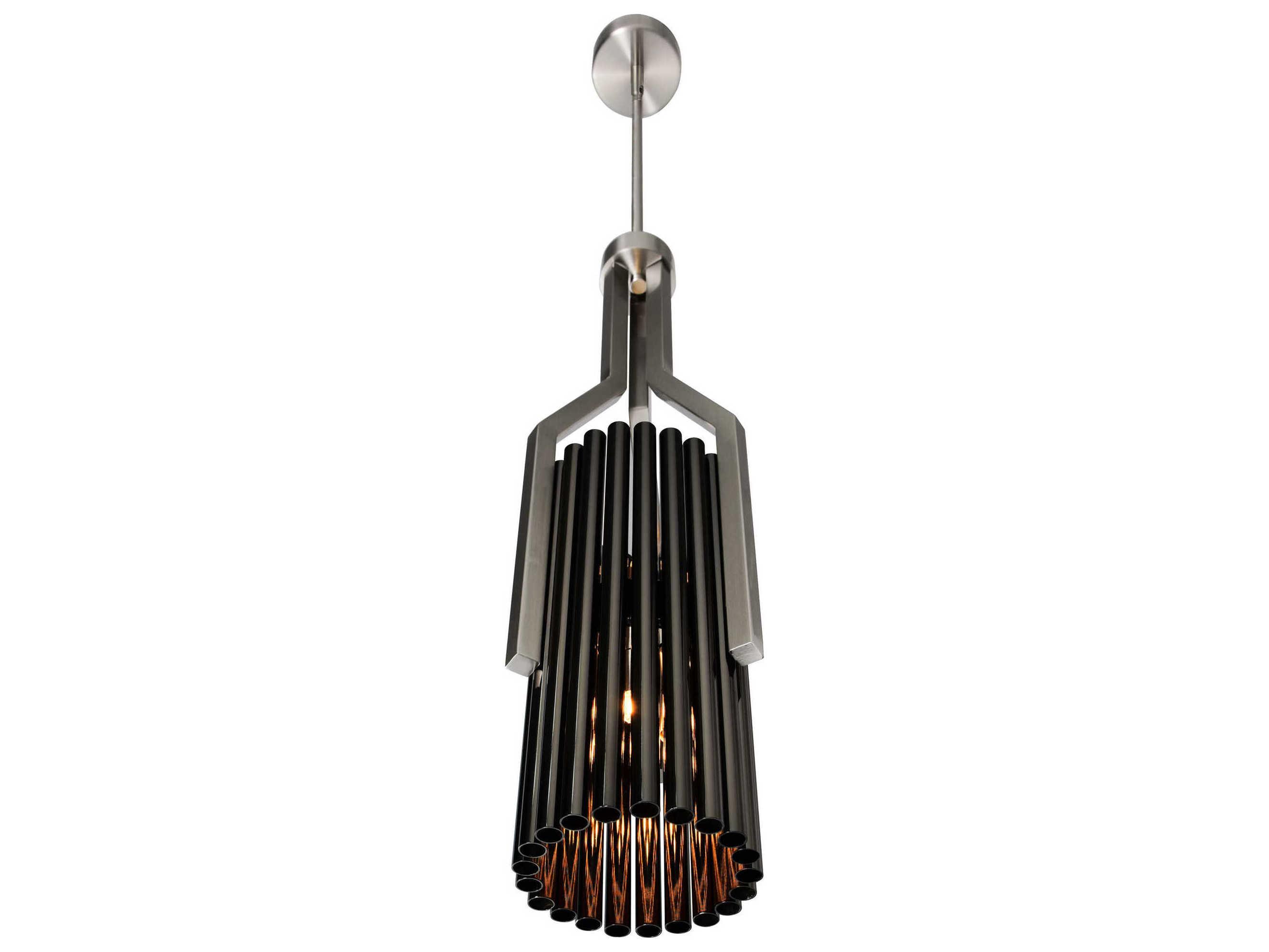 CWI Lighting Fermont 6-Light Satin Nickel Pearl Black Cylinder Mini Pendant