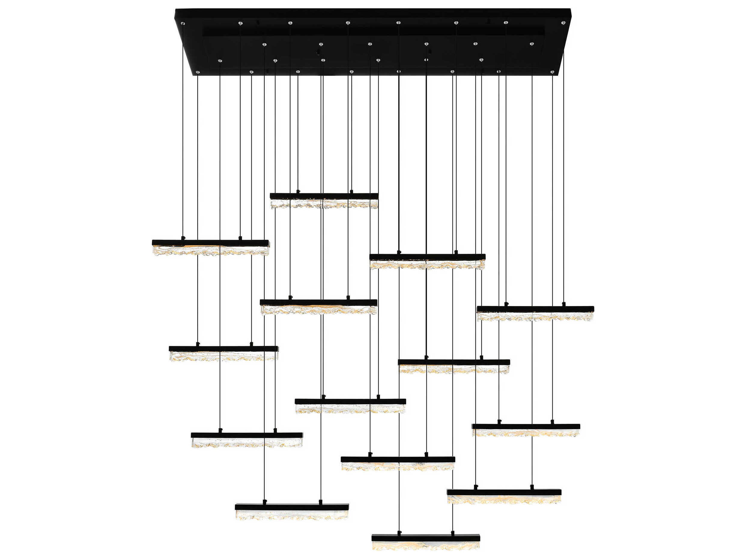 CWI Lighting Stagger Black Linear Island Pendant