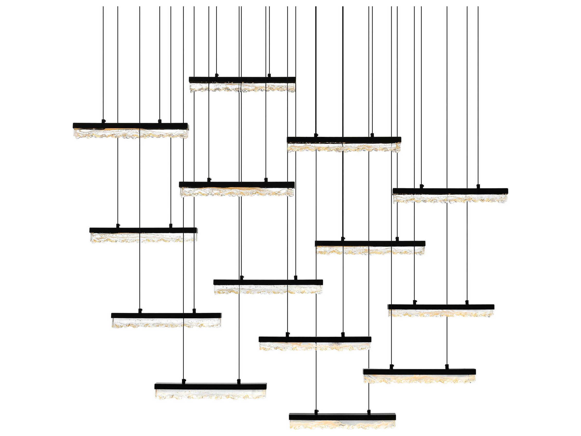 CWI Lighting Stagger Black Linear Island Pendant