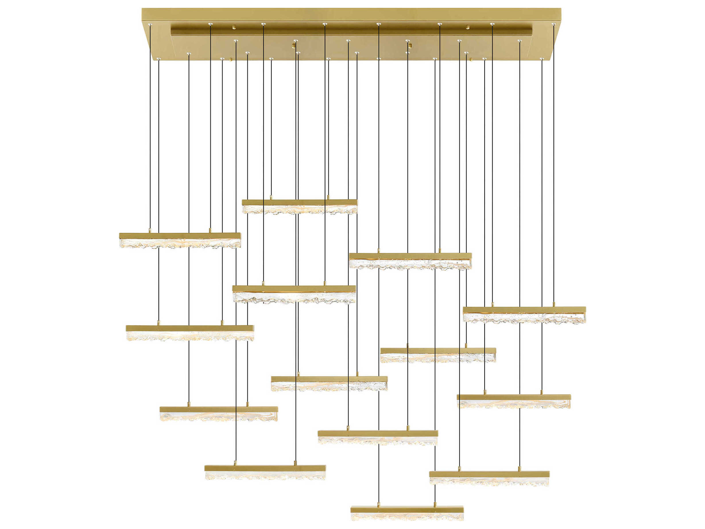 CWI Lighting Stagger Brass Linear Island Pendant