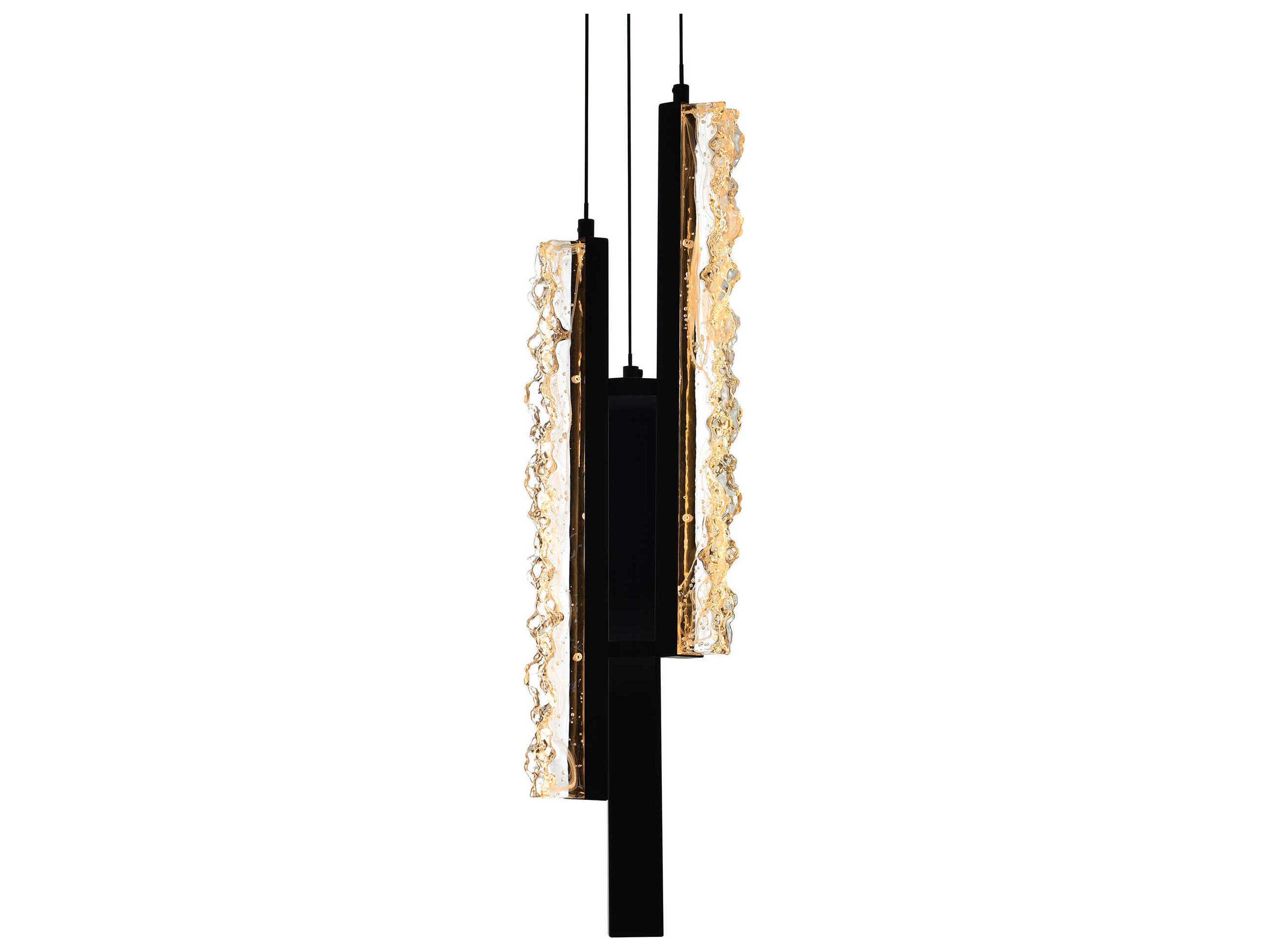CWI Lighting Stagger Black Linear Mini Pendant