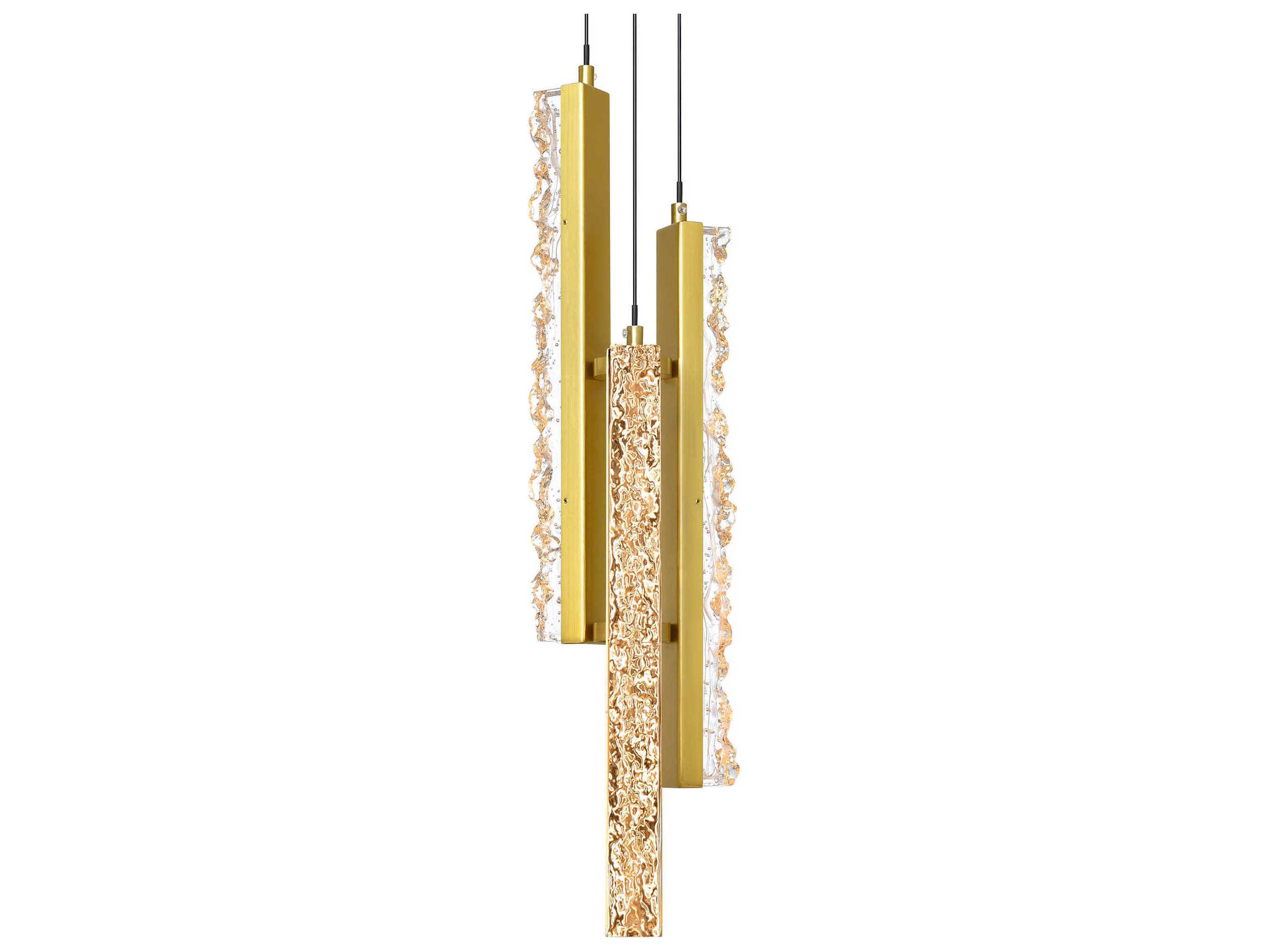 CWI Lighting Stagger Brass Linear Mini Pendant