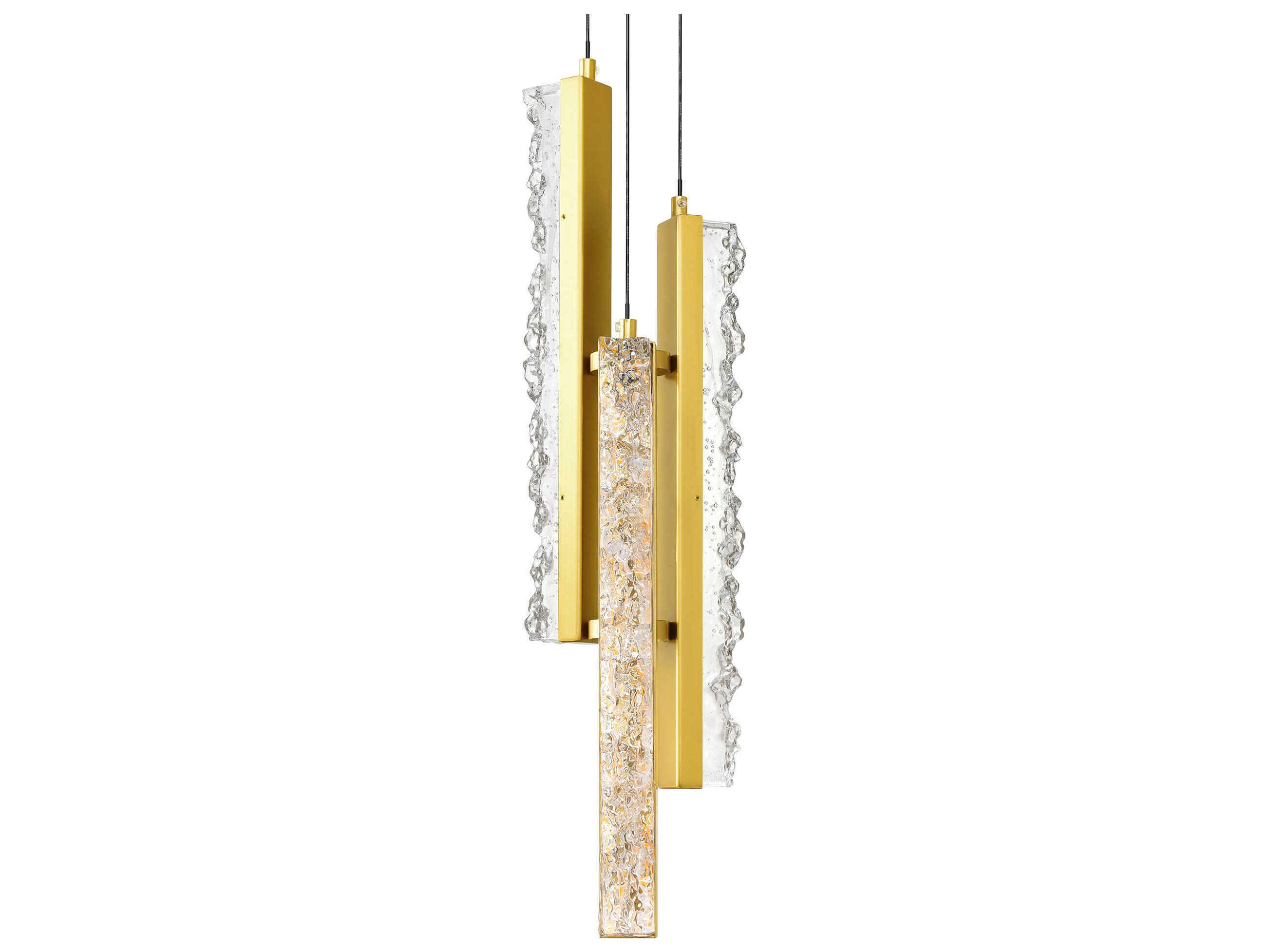 CWI Lighting Stagger Brass Linear Mini Pendant