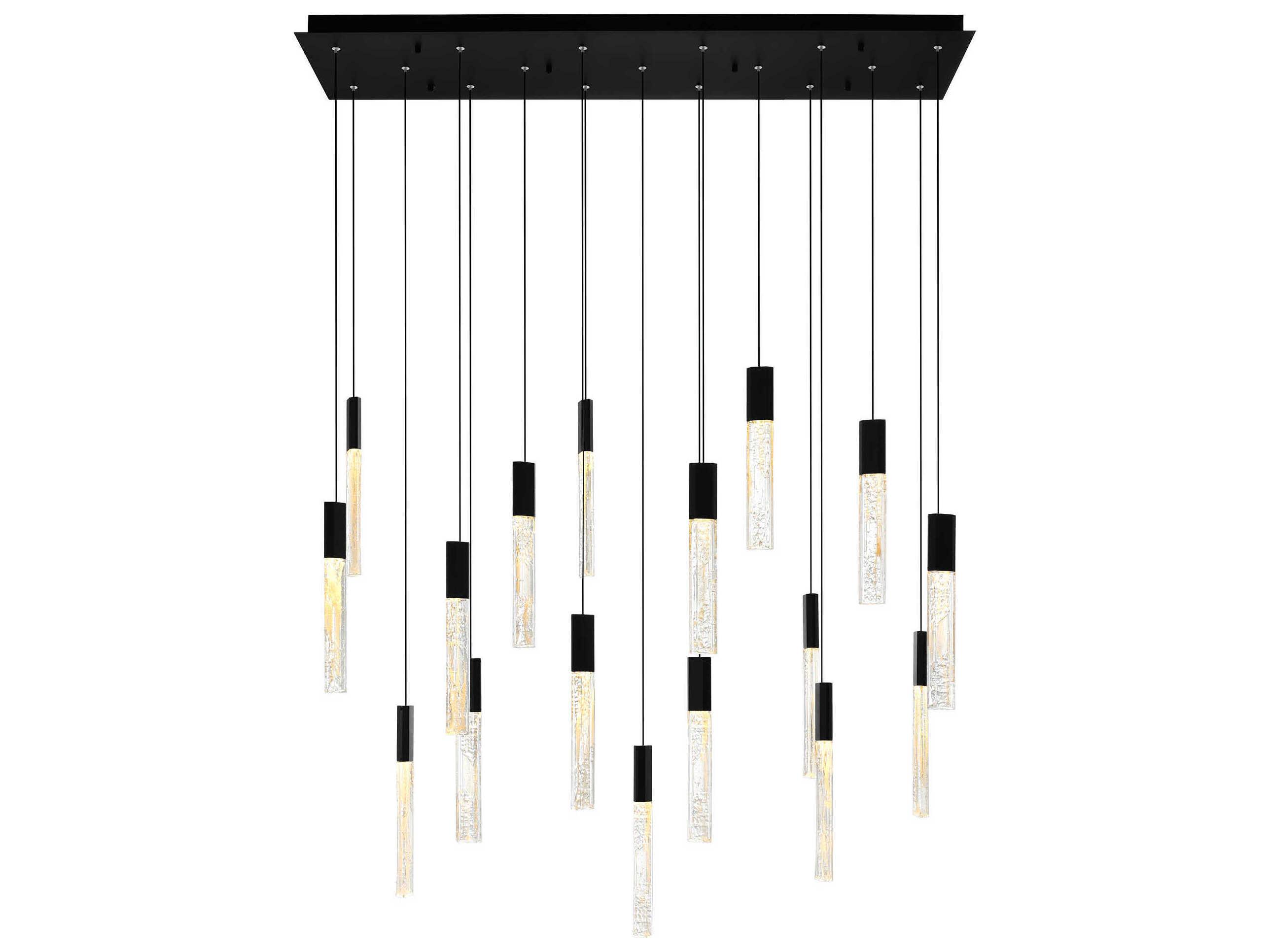 CWI Lighting Greta Black Linear Island Pendant