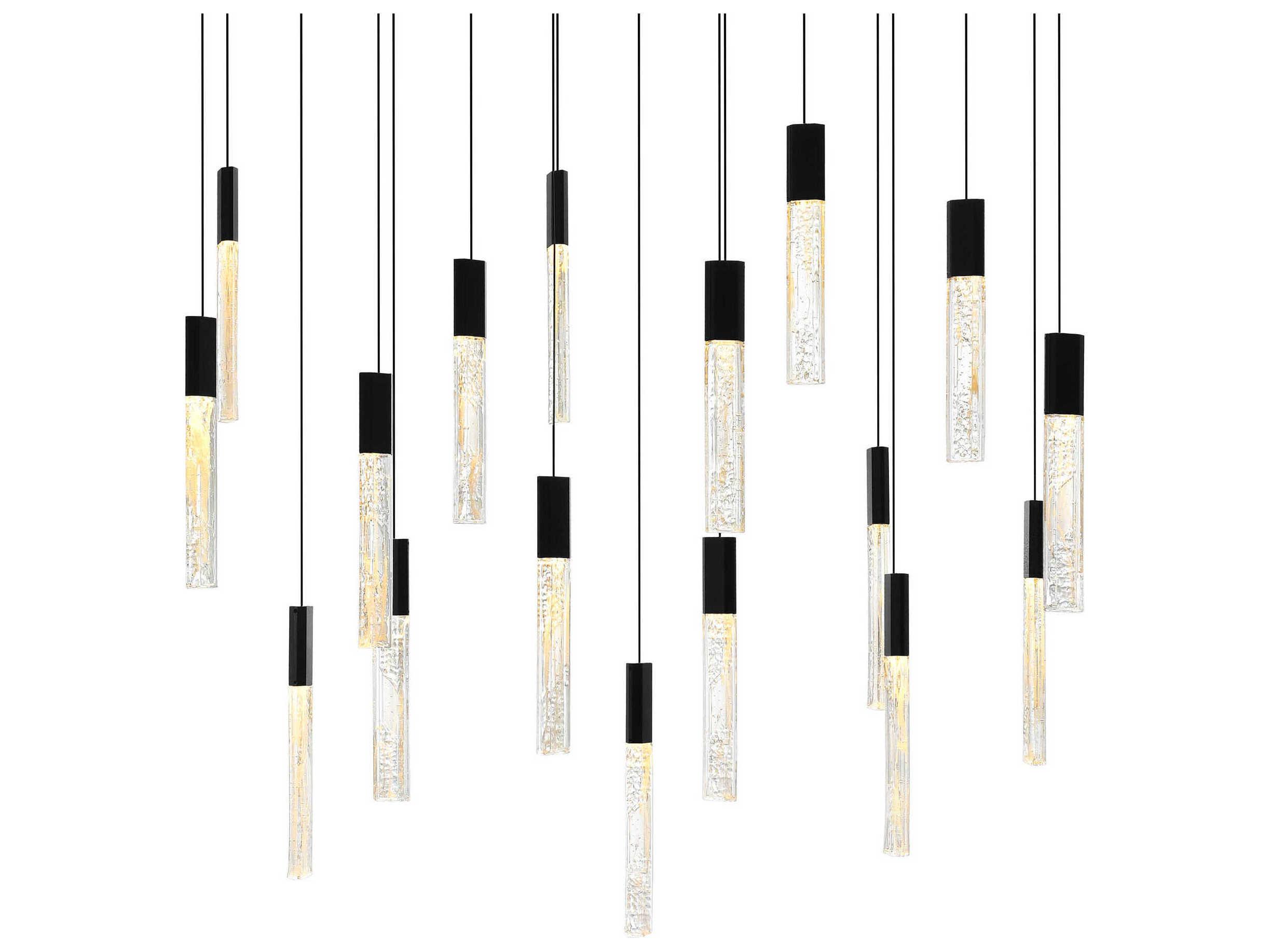 CWI Lighting Greta Black Linear Island Pendant