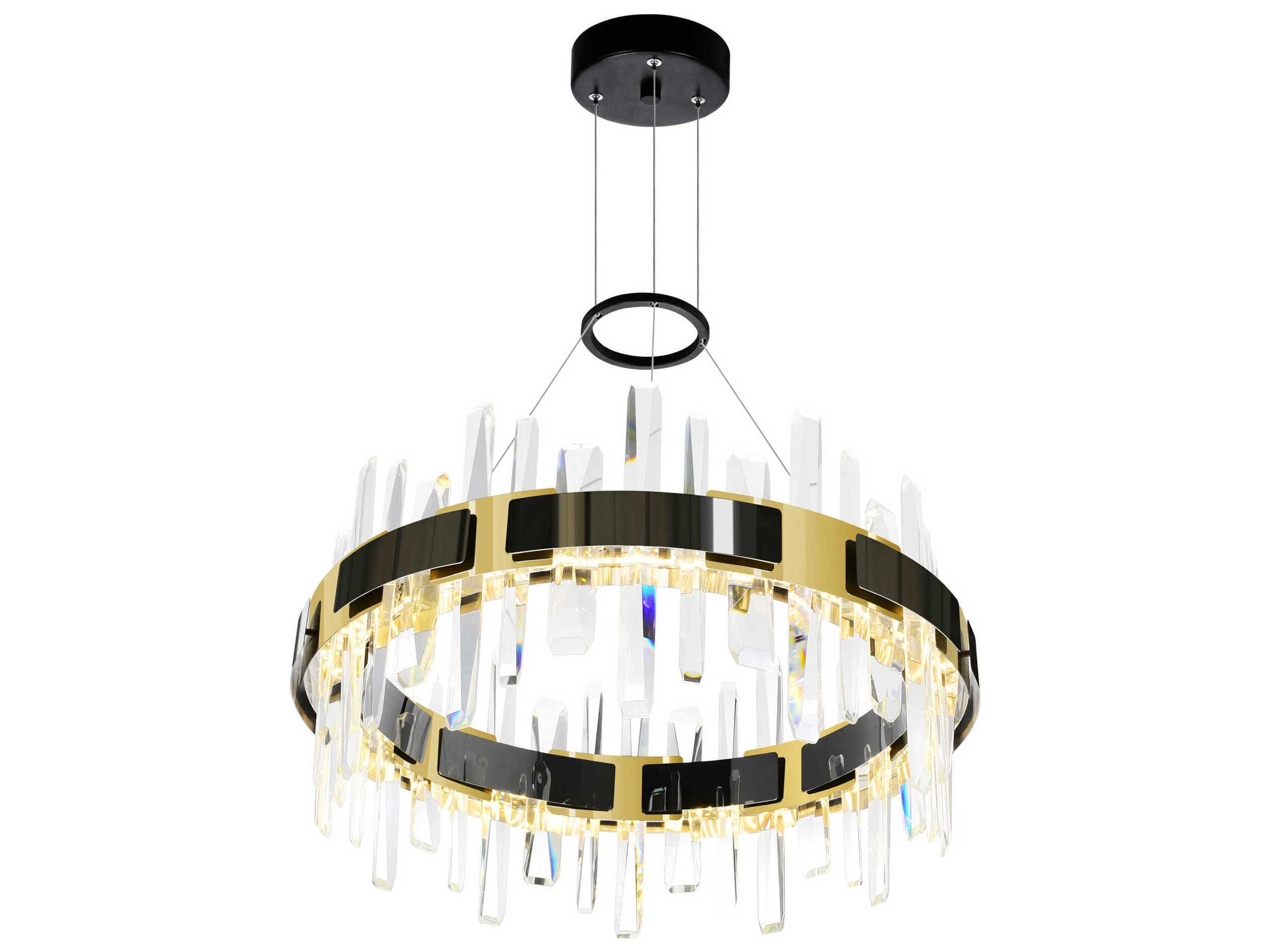 CWI Lighting Aya Pearl Black Titanium Gold Round Chandelier