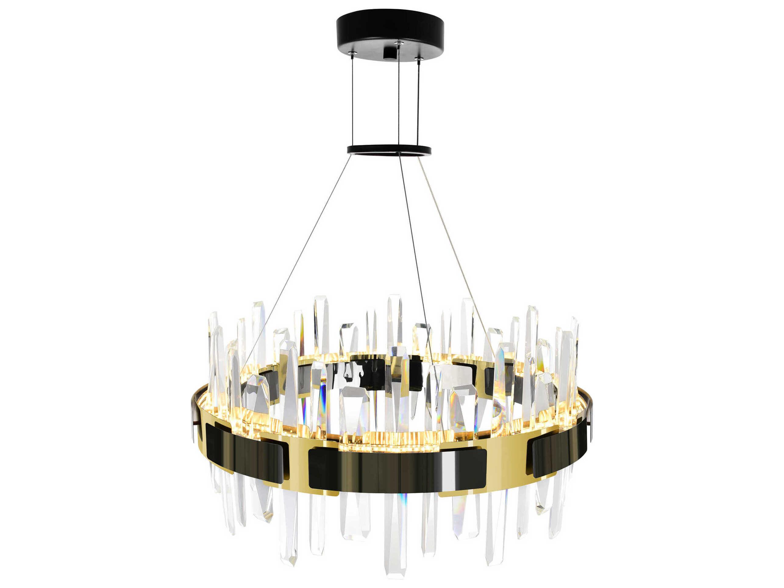 CWI Lighting Aya Pearl Black Titanium Gold Round Chandelier