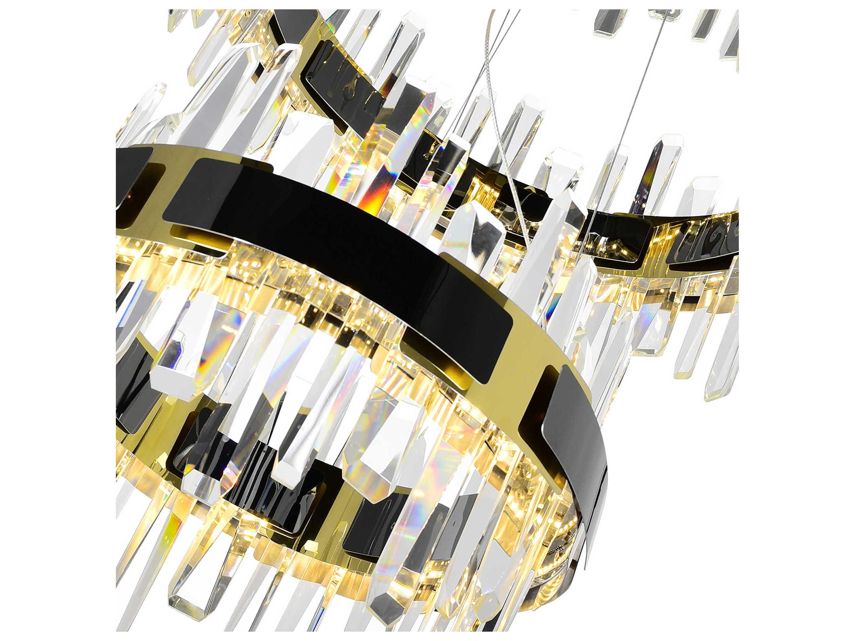 CWI Lighting Aya Pearl Black Titanium Gold Round Tiered Chandelier