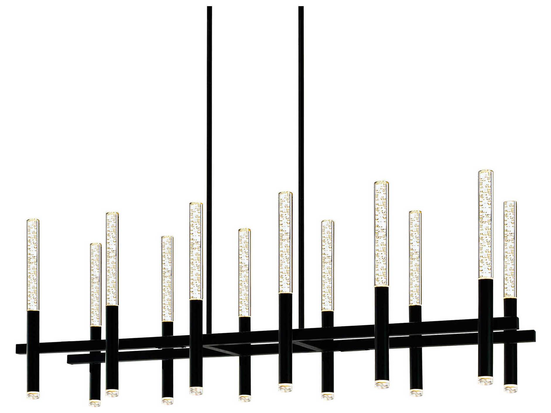 CWI Lighting Dragonswatch Black Linear Island Pendant