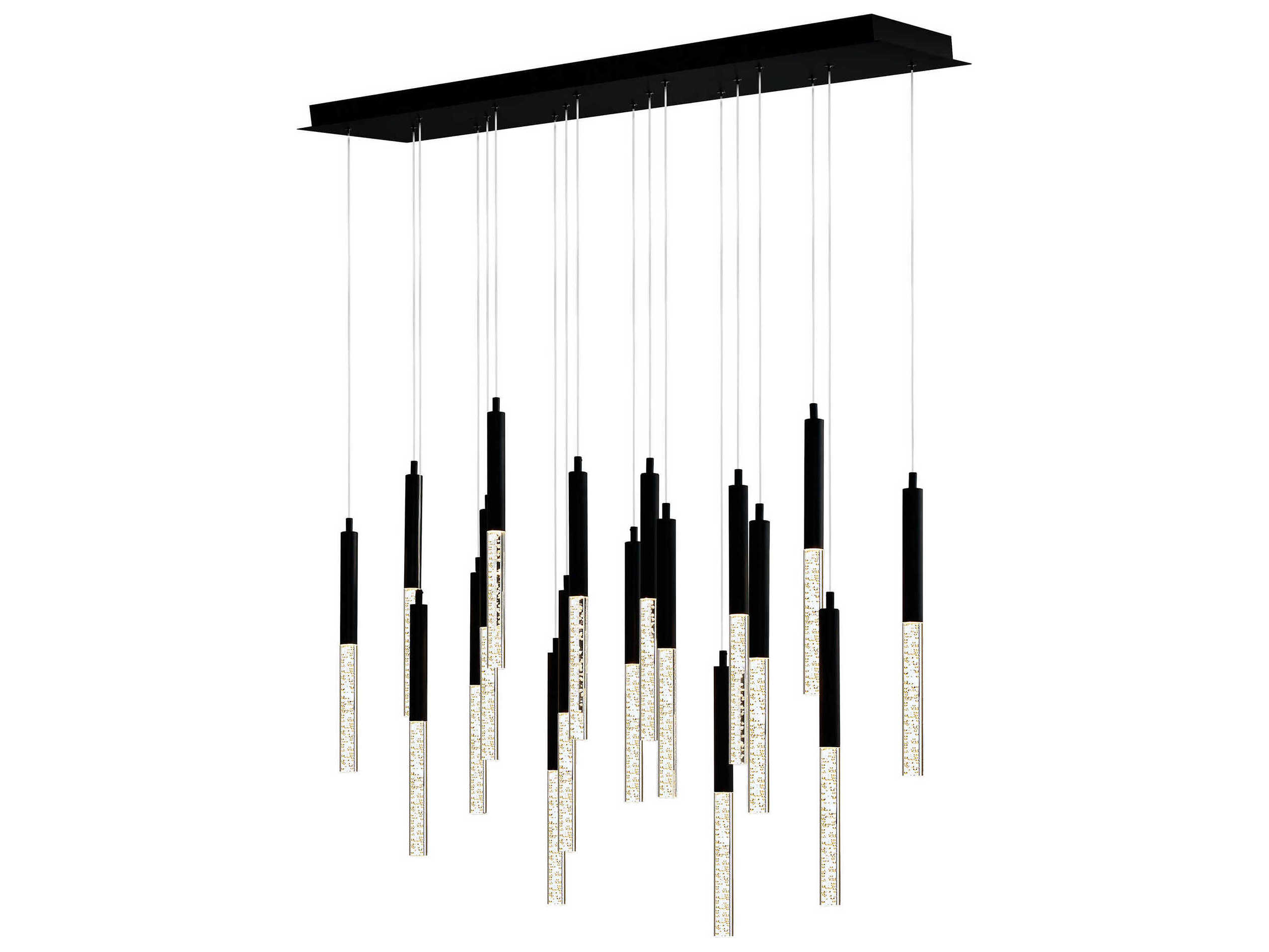 CWI Lighting Dragonswatch Black Linear Island Pendant