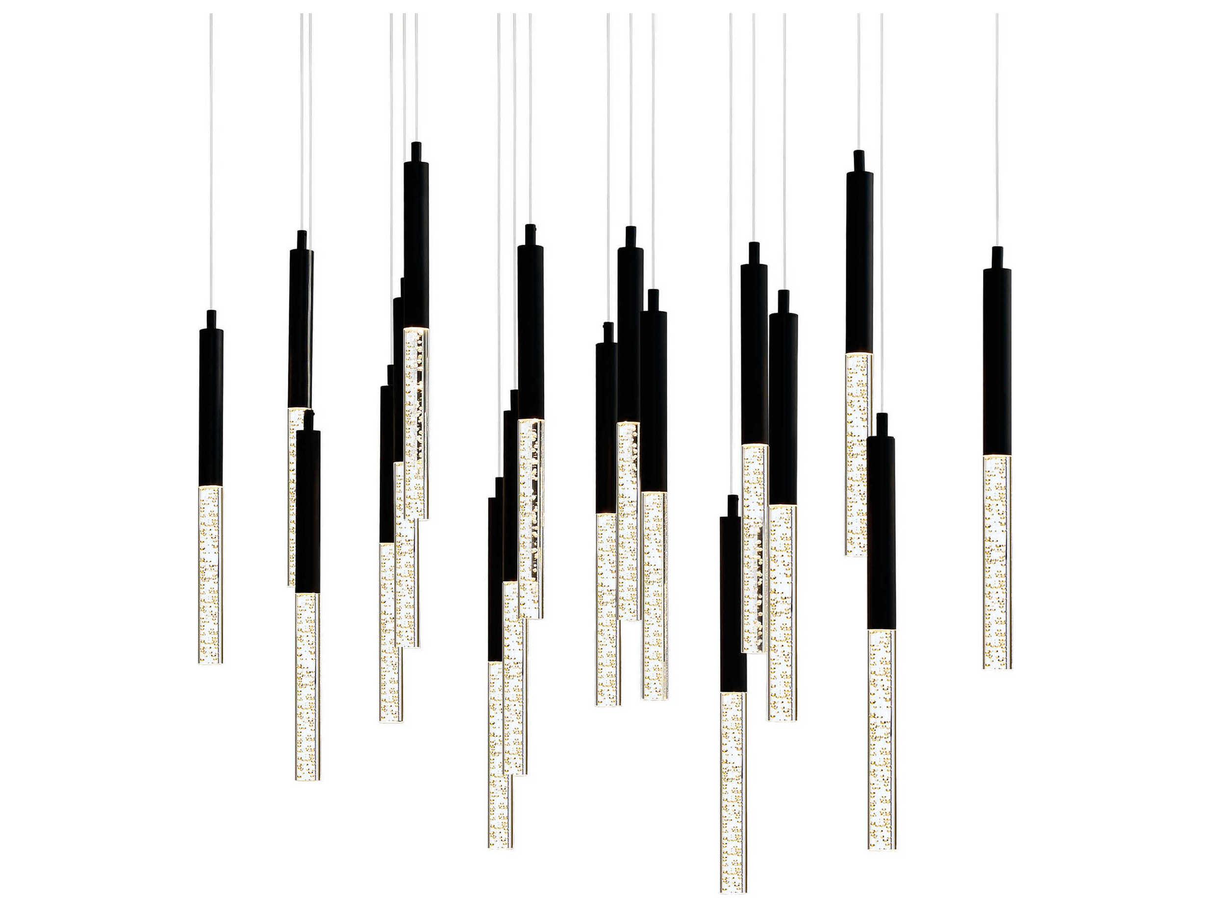 CWI Lighting Dragonswatch Black Linear Island Pendant