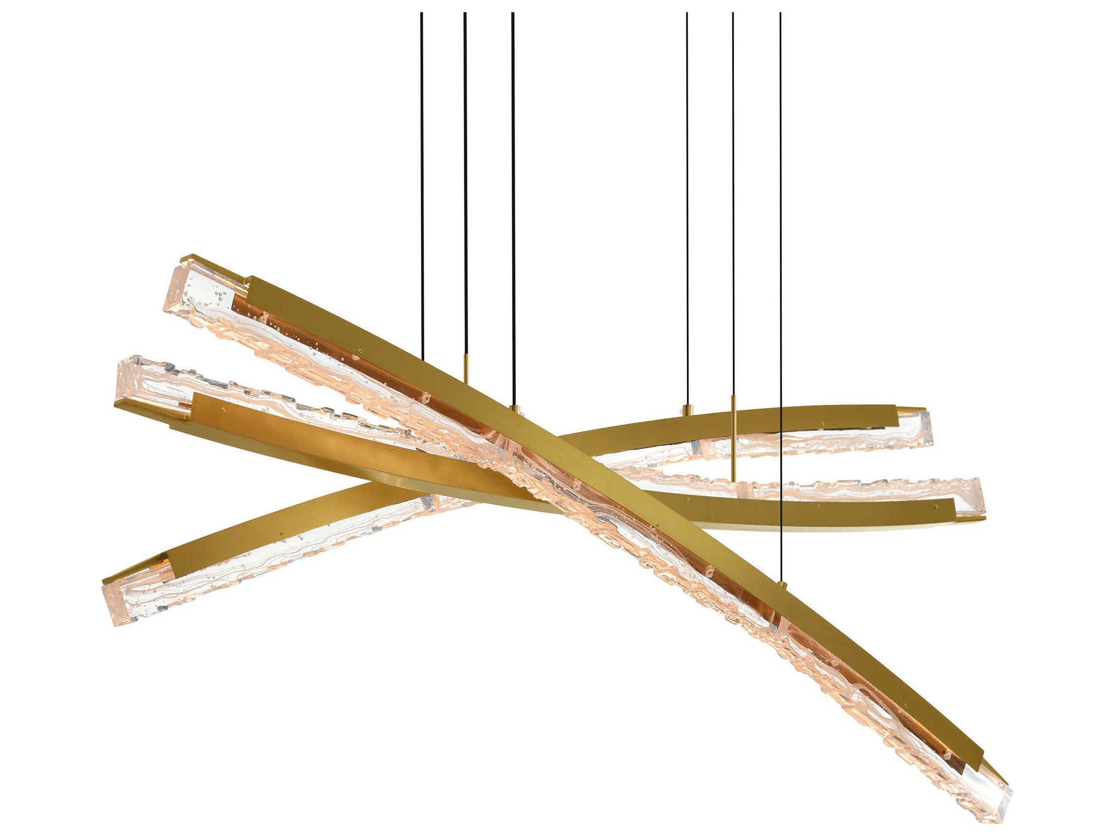CWI Lighting Saber Brass Linear Island Pendant
