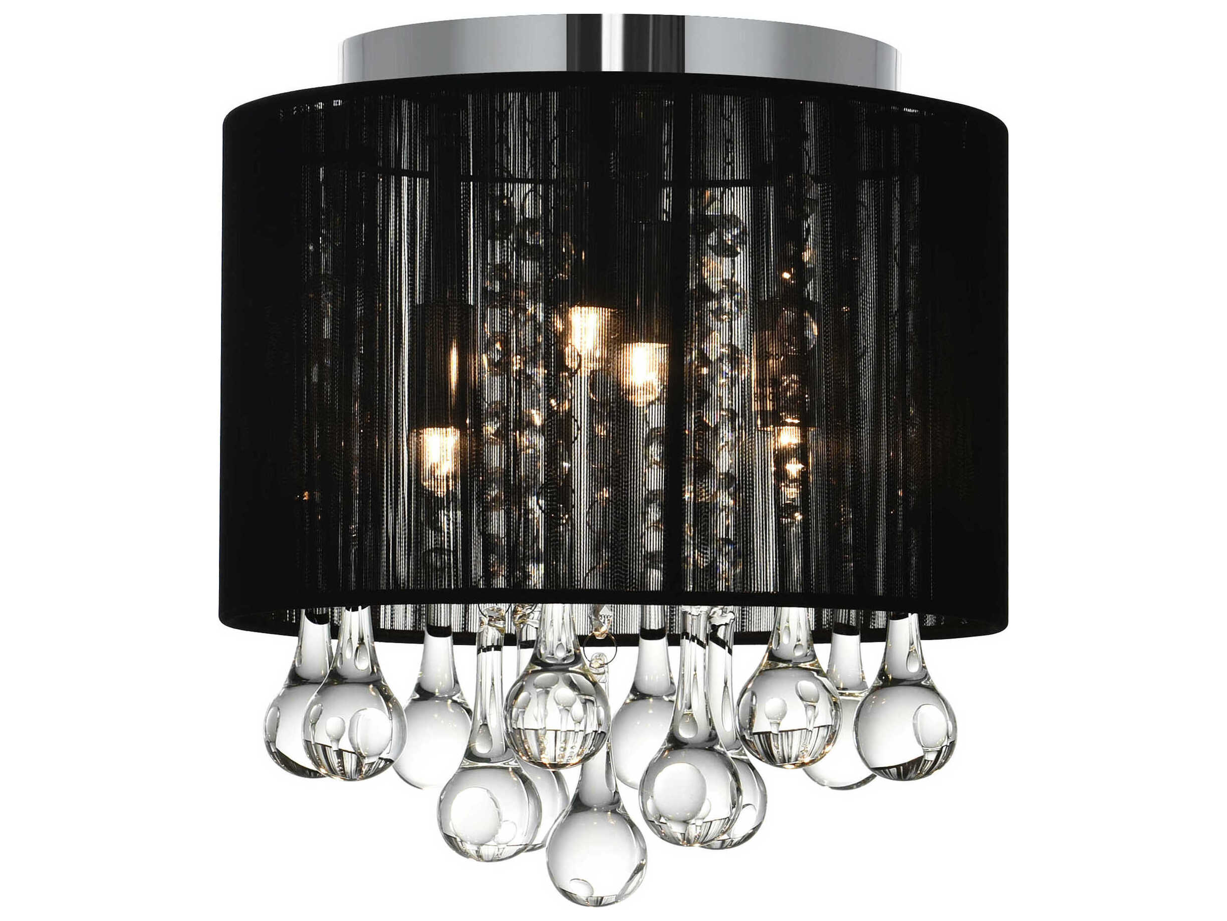 CWI Lighting Water Drop 4-Light Chrome Drum Flush Mount