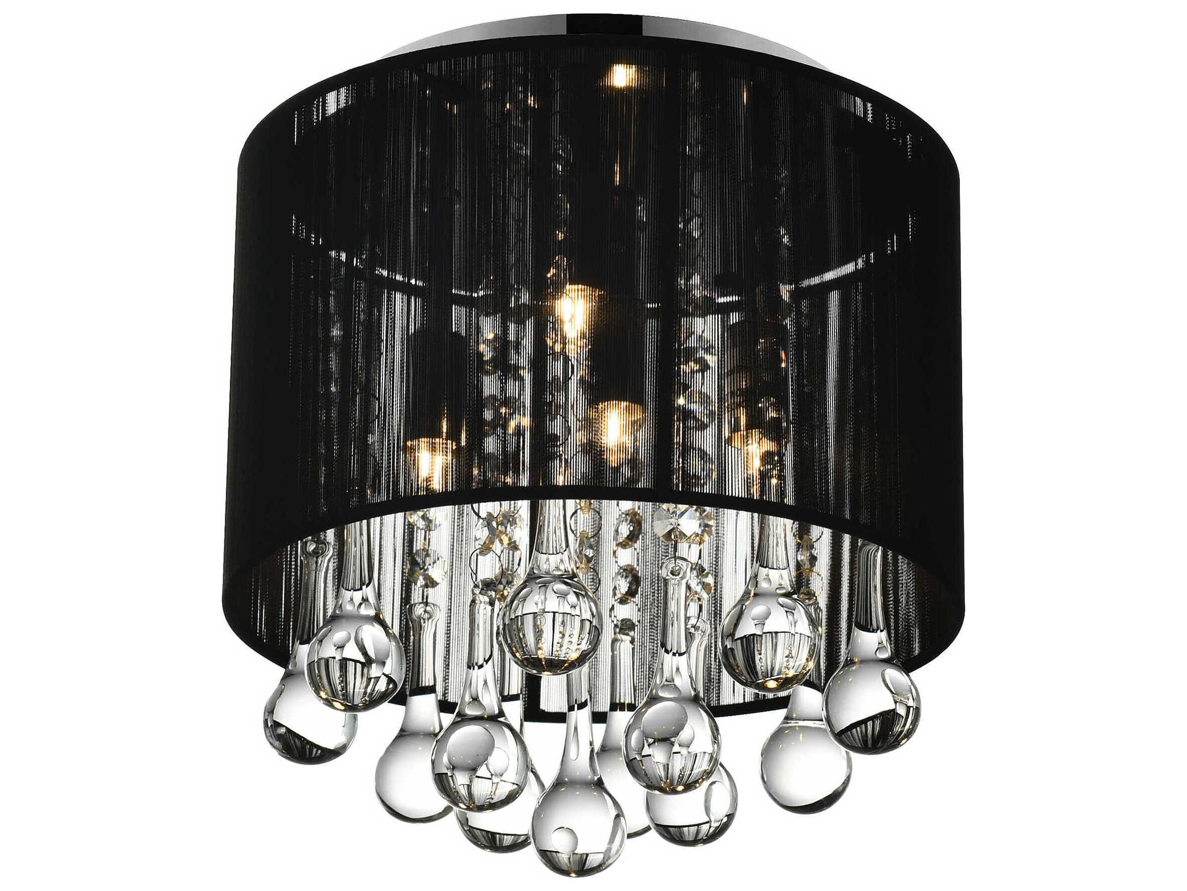 CWI Lighting Water Drop 4-Light Chrome Drum Flush Mount