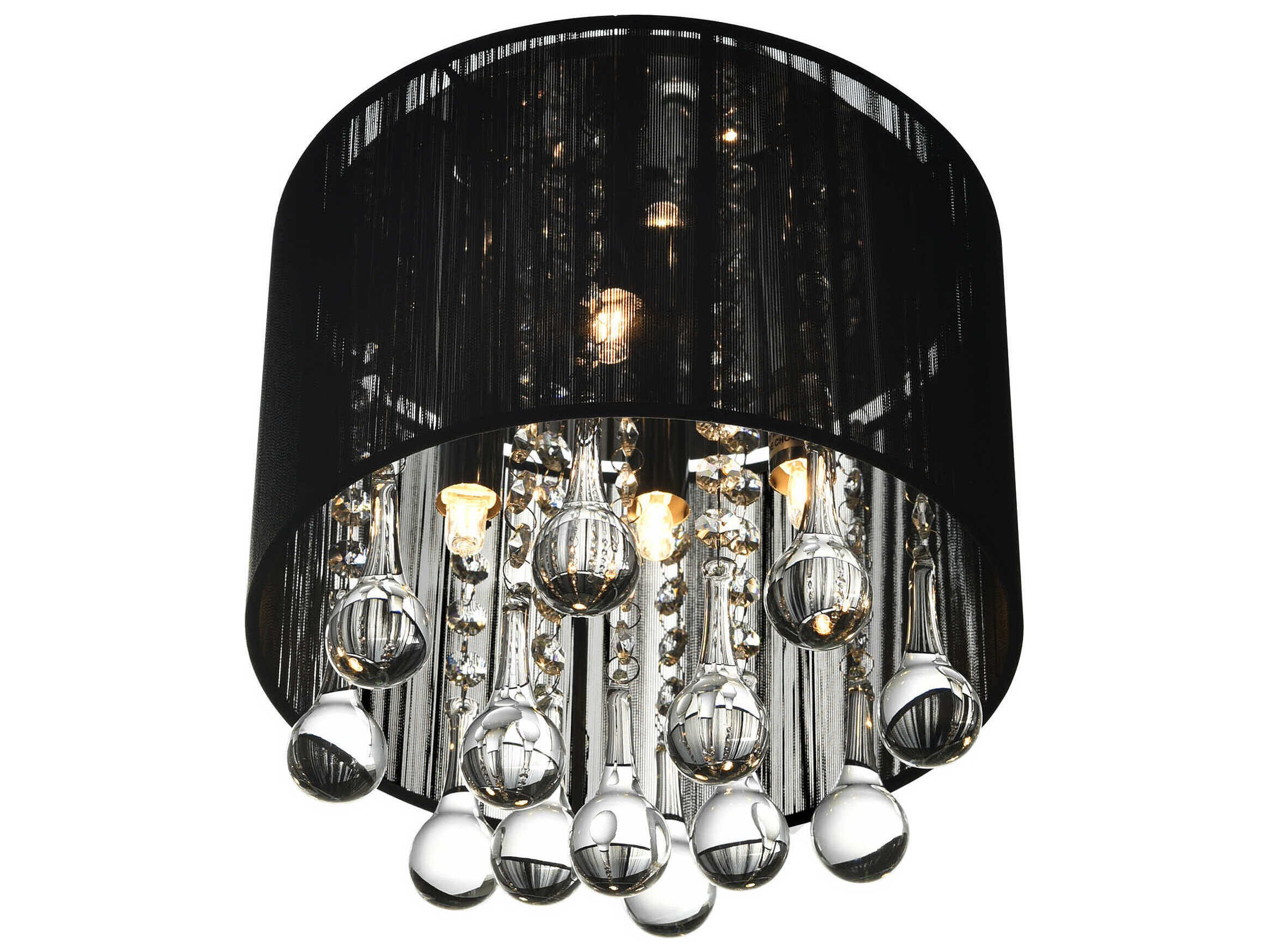 CWI Lighting Water Drop 4-Light Chrome Drum Flush Mount