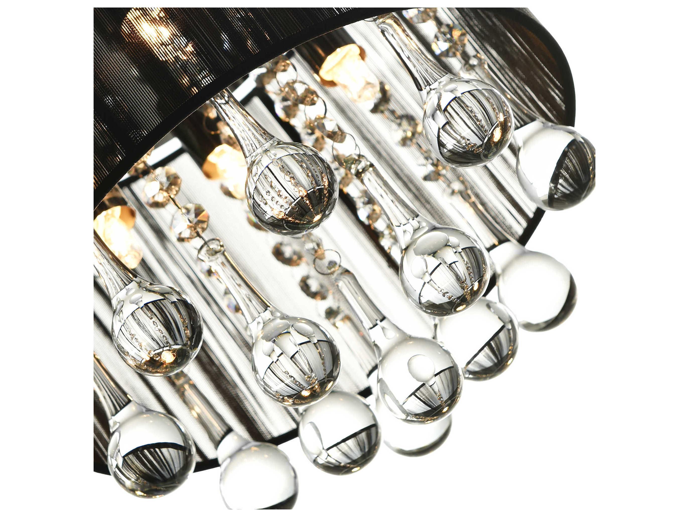 CWI Lighting Water Drop 4-Light Chrome Drum Flush Mount