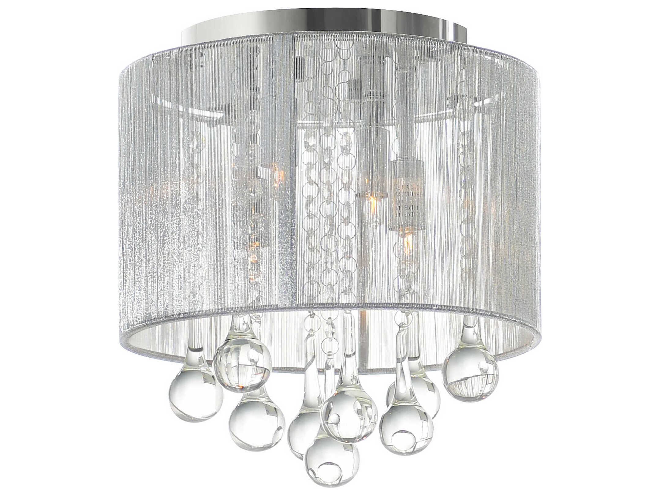 CWI Lighting Water Drop 4-Light Chrome Drum Flush Mount