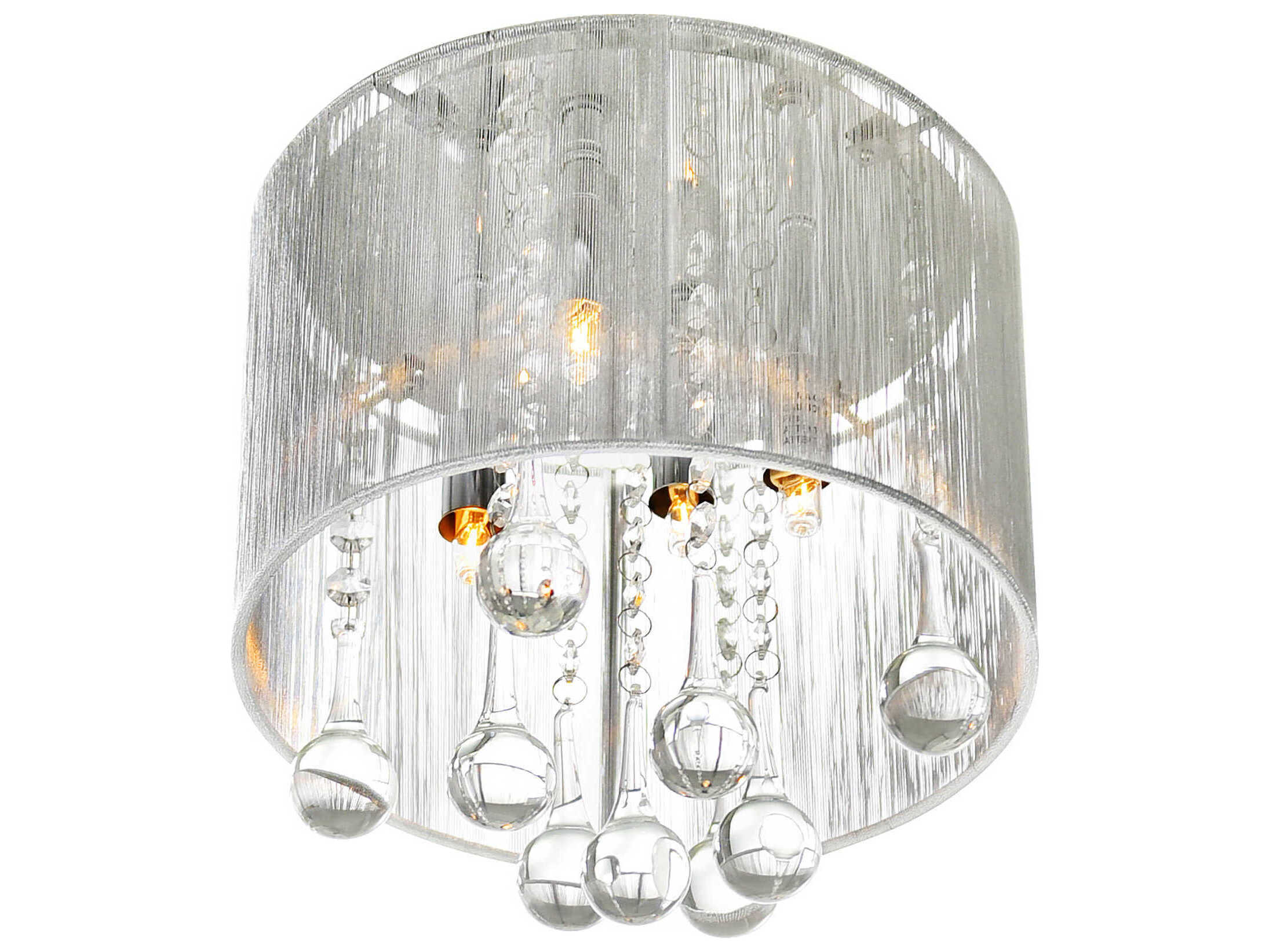 CWI Lighting Water Drop 4-Light Chrome Drum Flush Mount