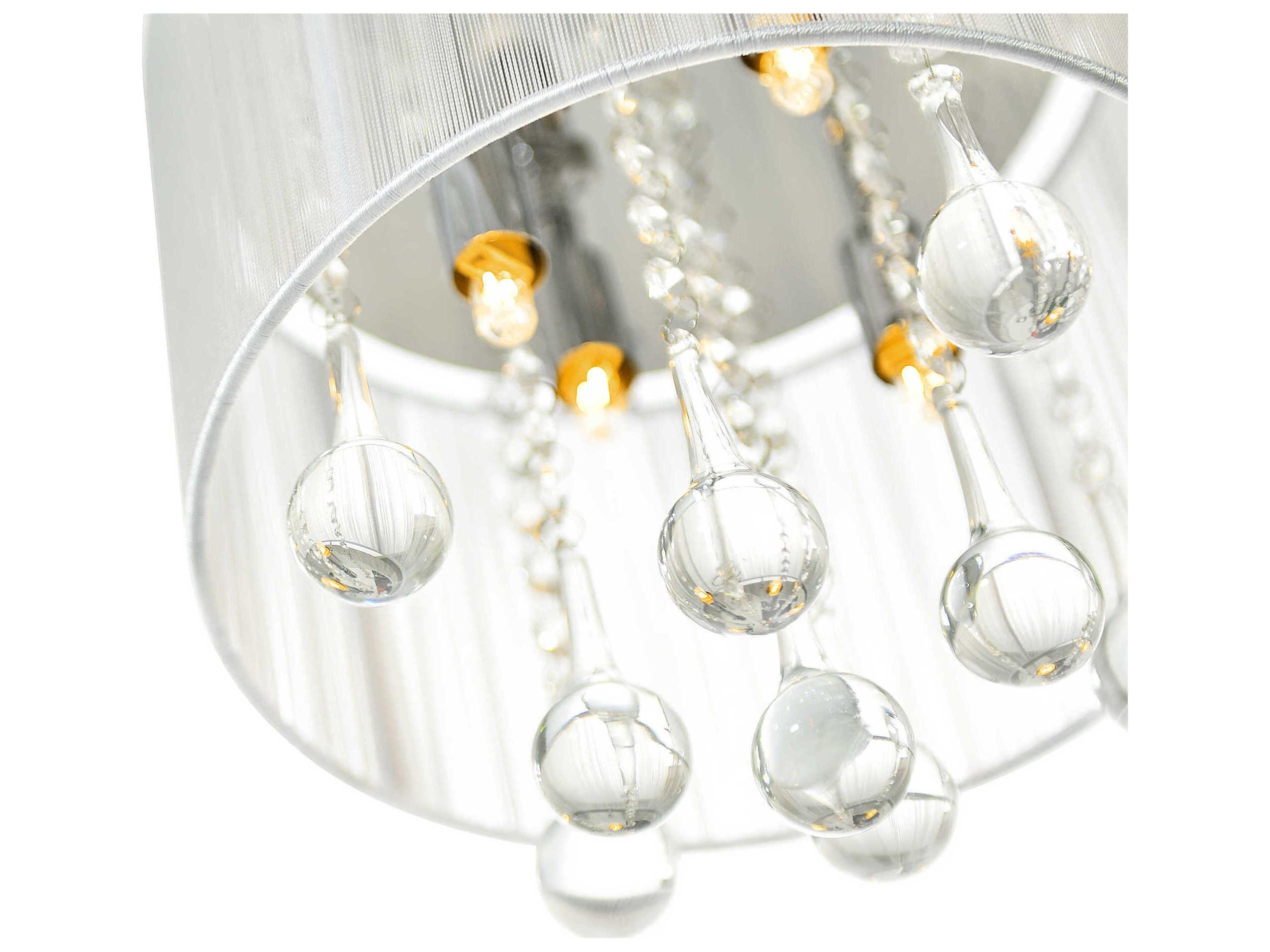 CWI Lighting Water Drop 4-Light Chrome Drum Flush Mount