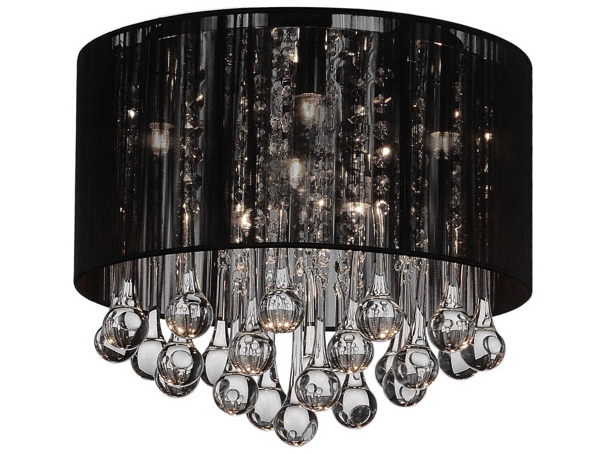 CWI Lighting Water Drop 6-Light Chrome Drum Flush Mount