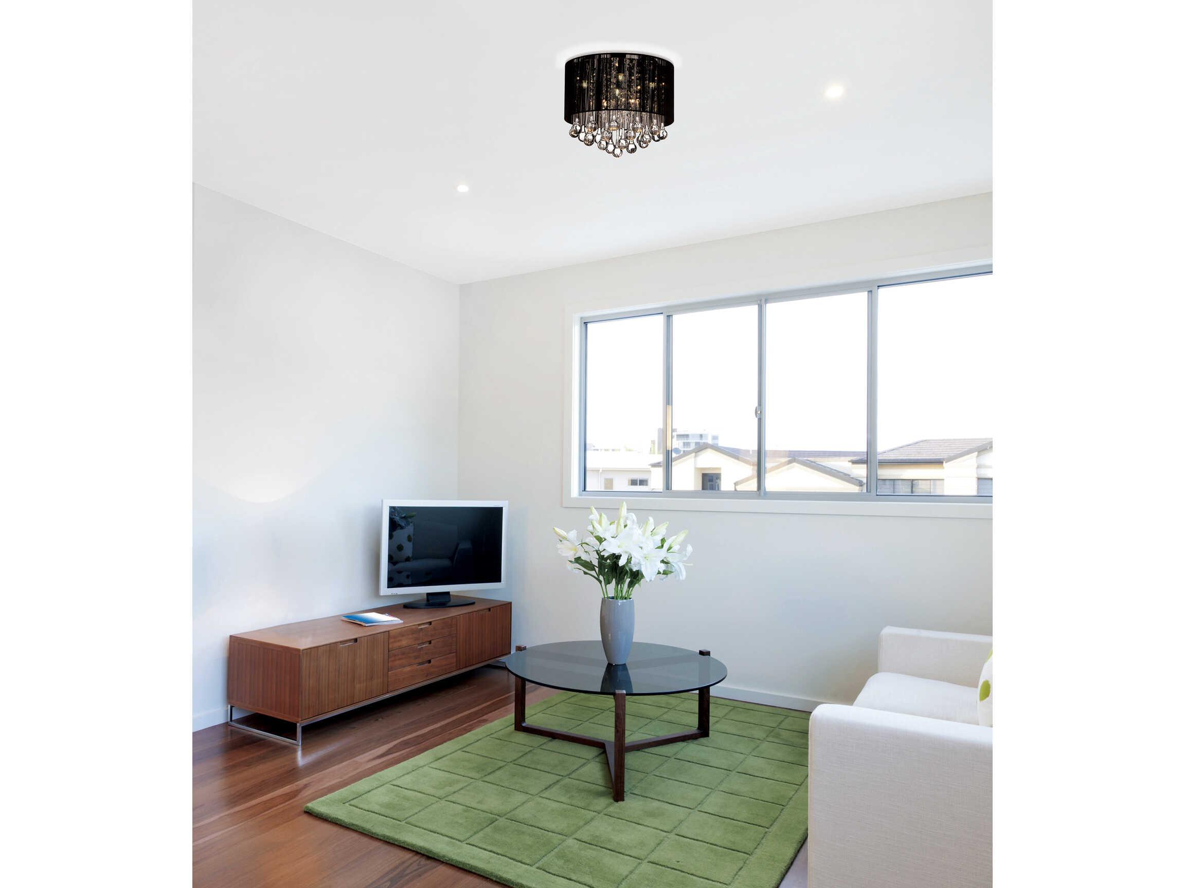 CWI Lighting Water Drop 6-Light Chrome Drum Flush Mount