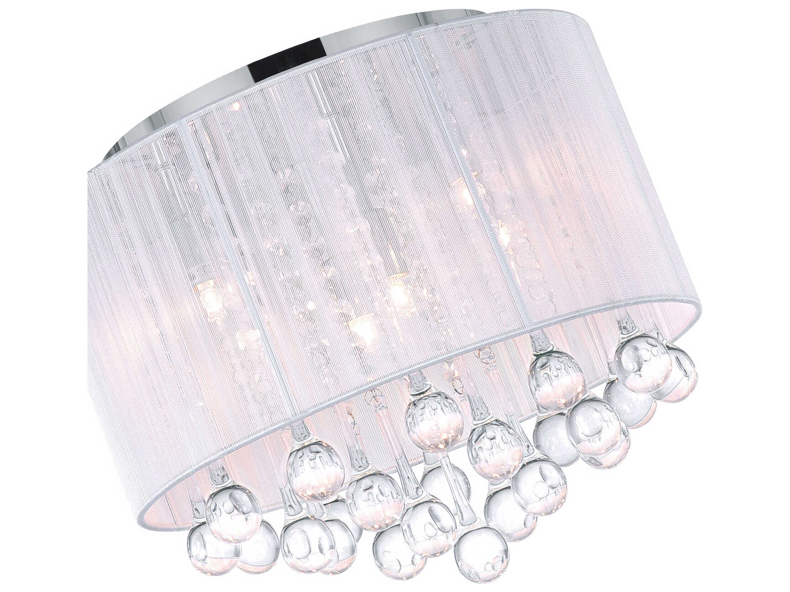 CWI Lighting Water Drop 6-Light Chrome Drum Flush Mount