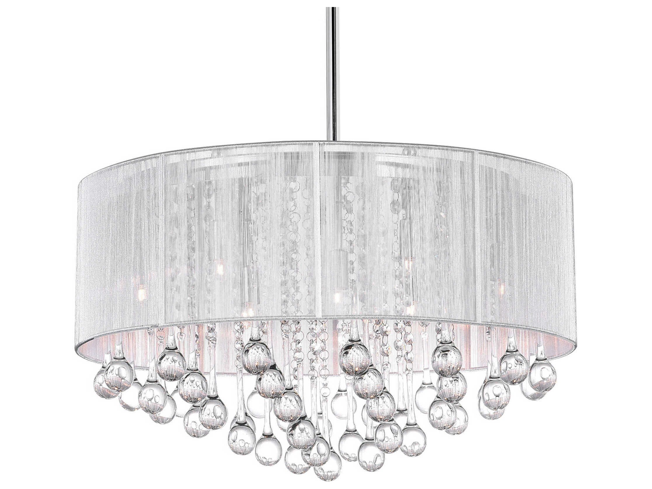 CWI Lighting Water Drop 9-Light Chrome Drum Chandelier