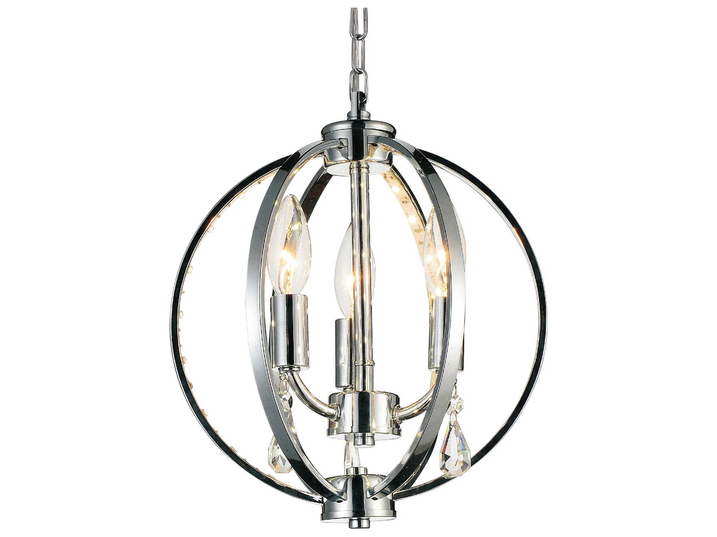 CWI Lighting Abia 3-Light Chrome Globe Mini Pendant